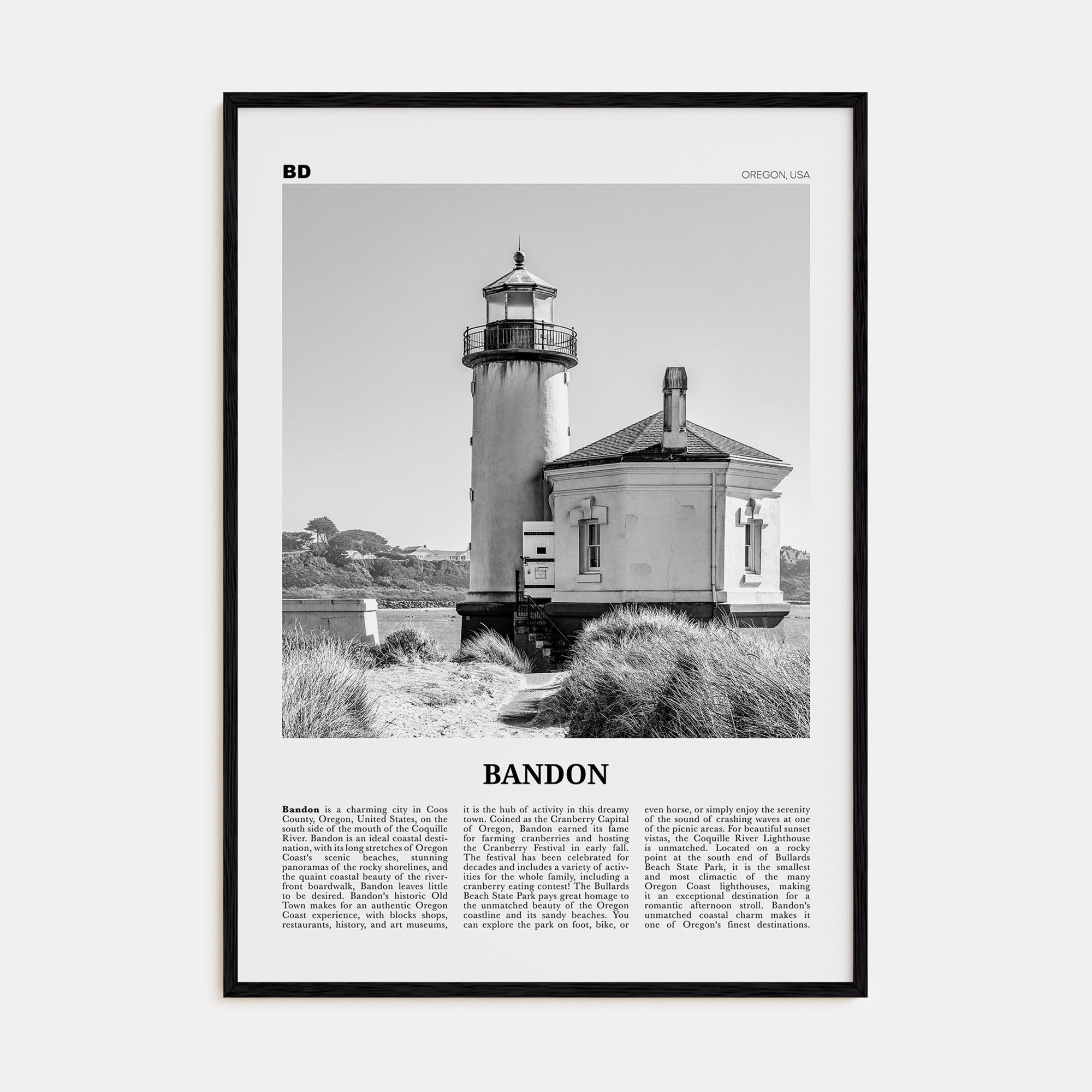 Bandon Travel B&W Poster