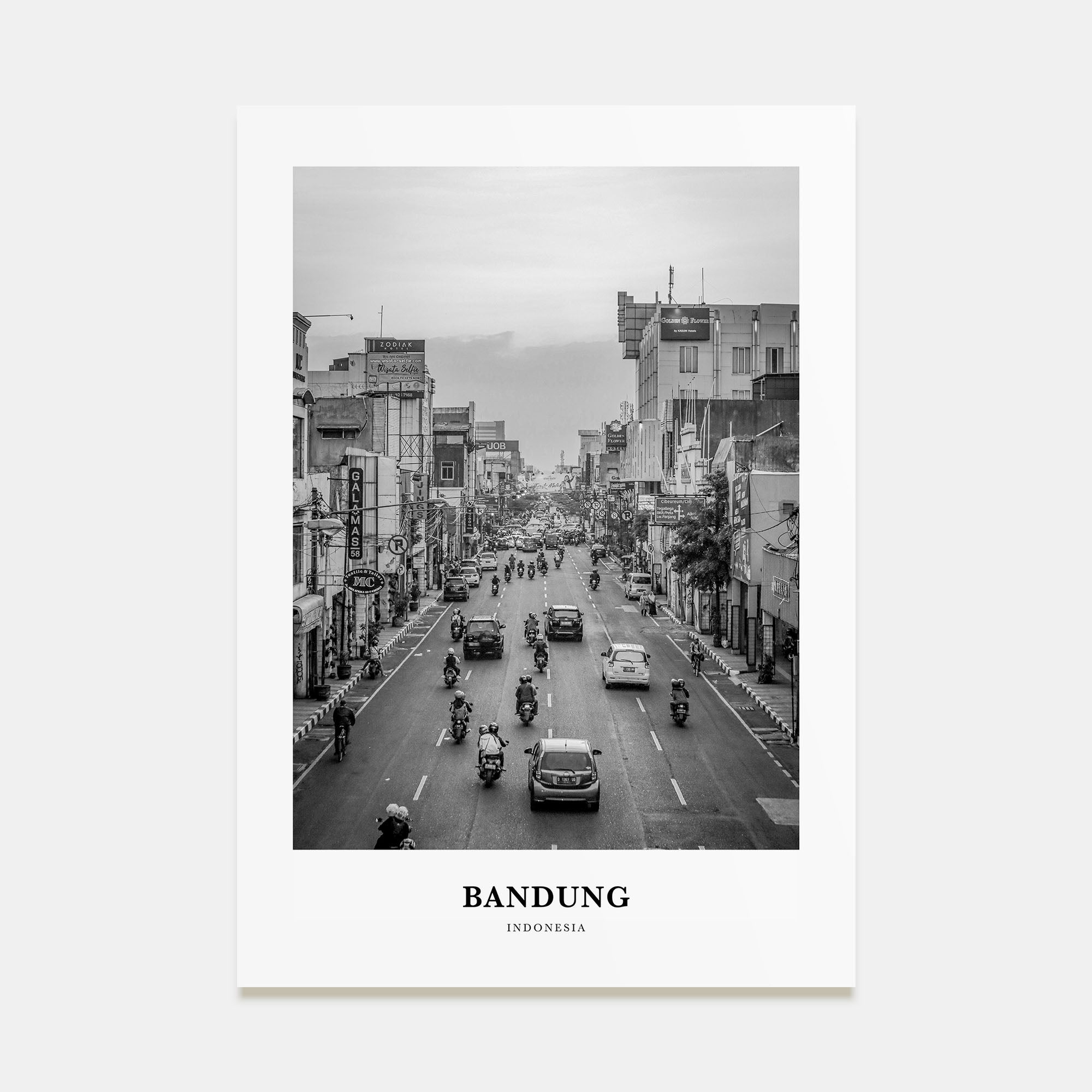 Bandung Portrait B&W Poster