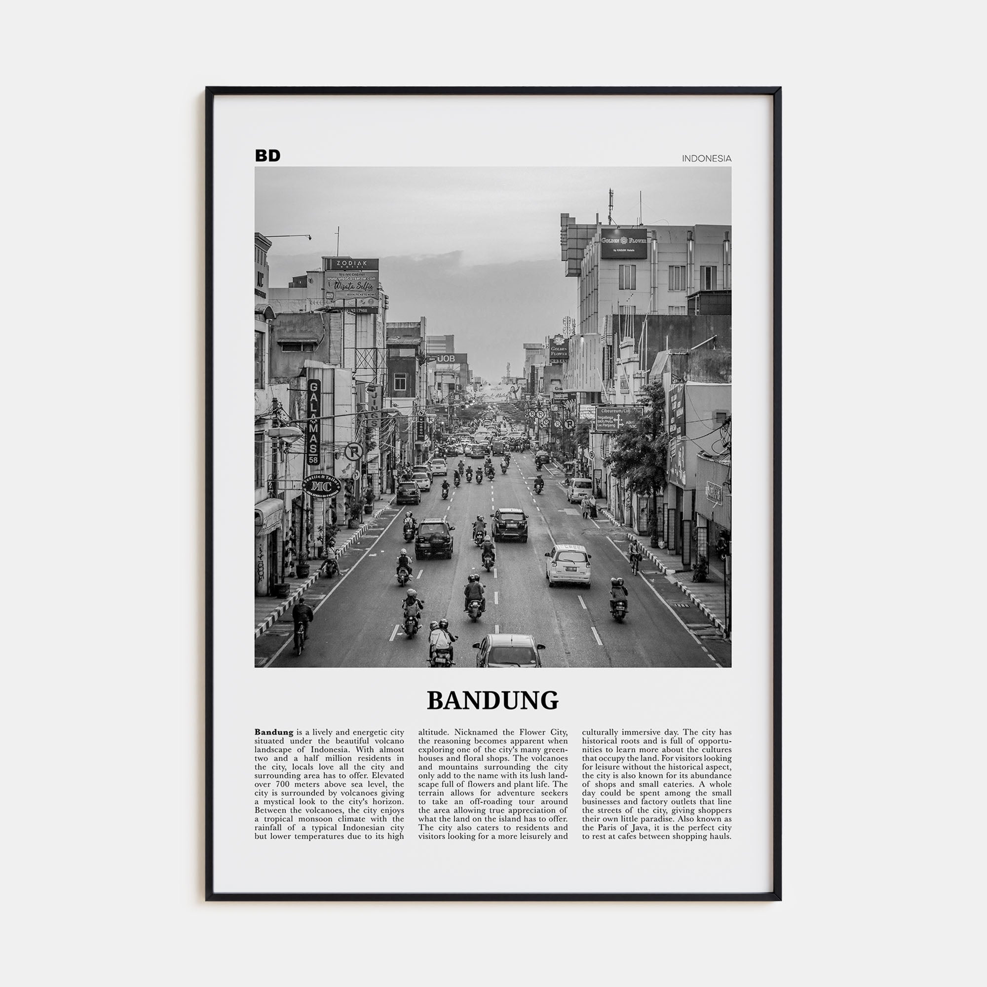 Bandung Travel B&W Poster