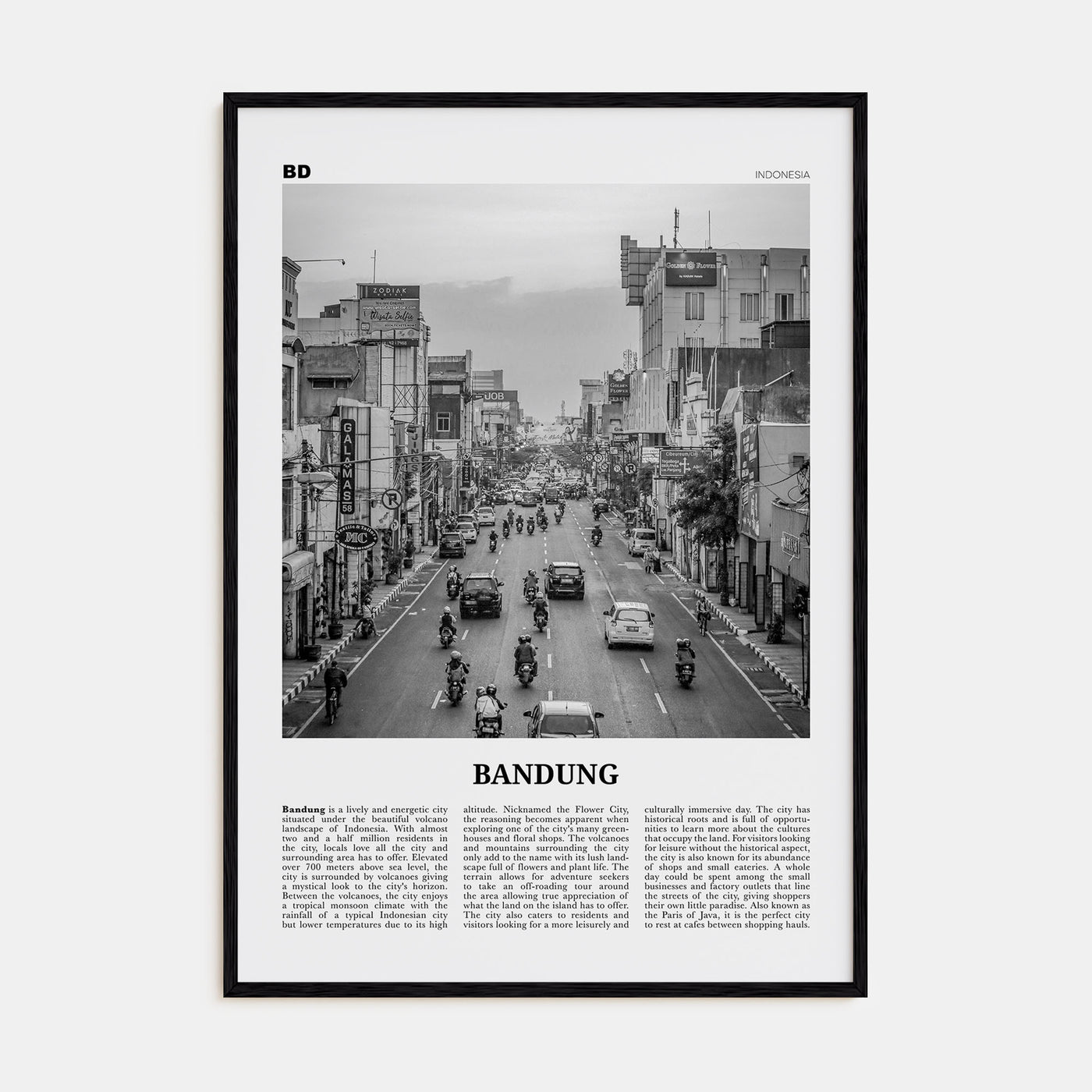 Bandung Travel B&W Poster
