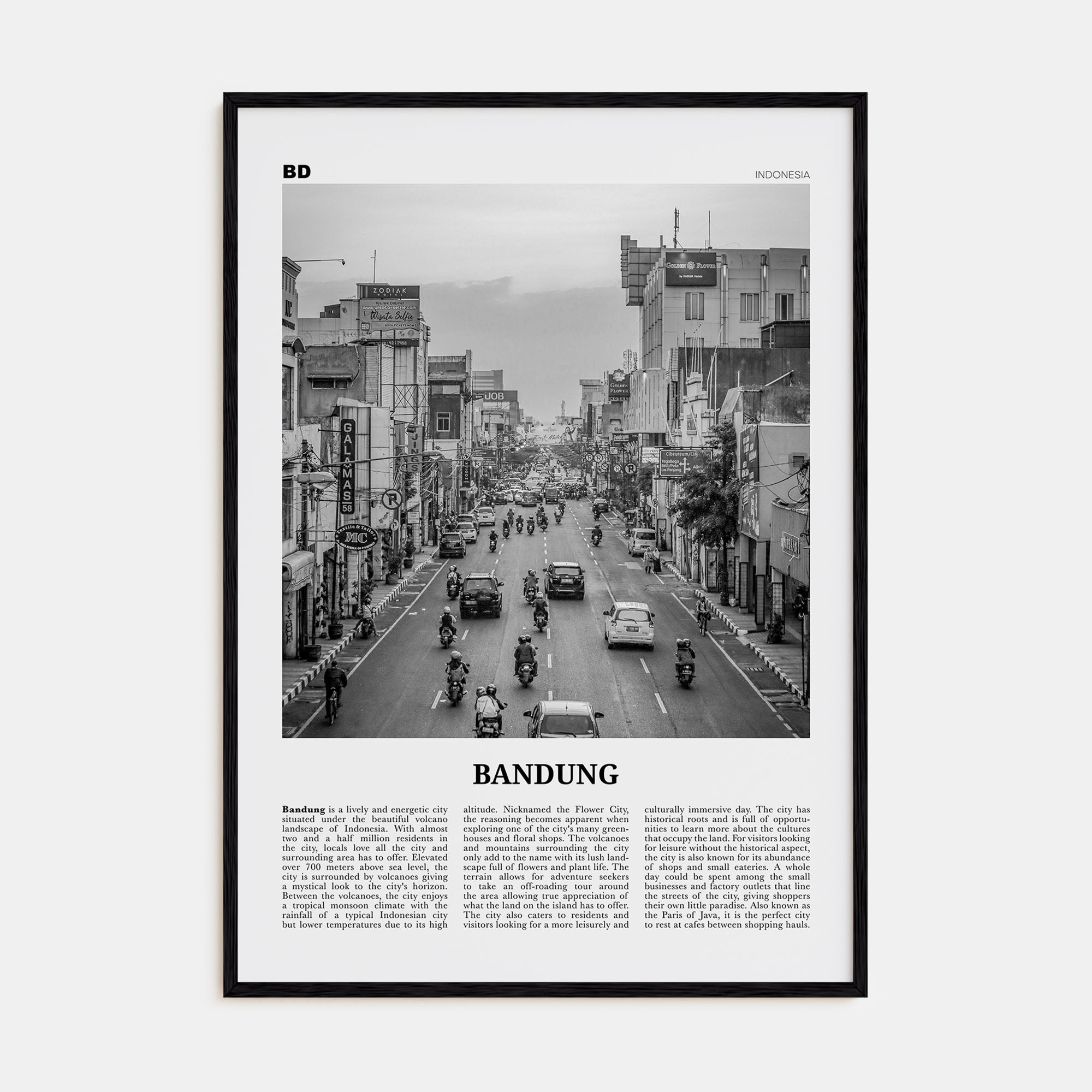 Bandung Travel B&W Poster