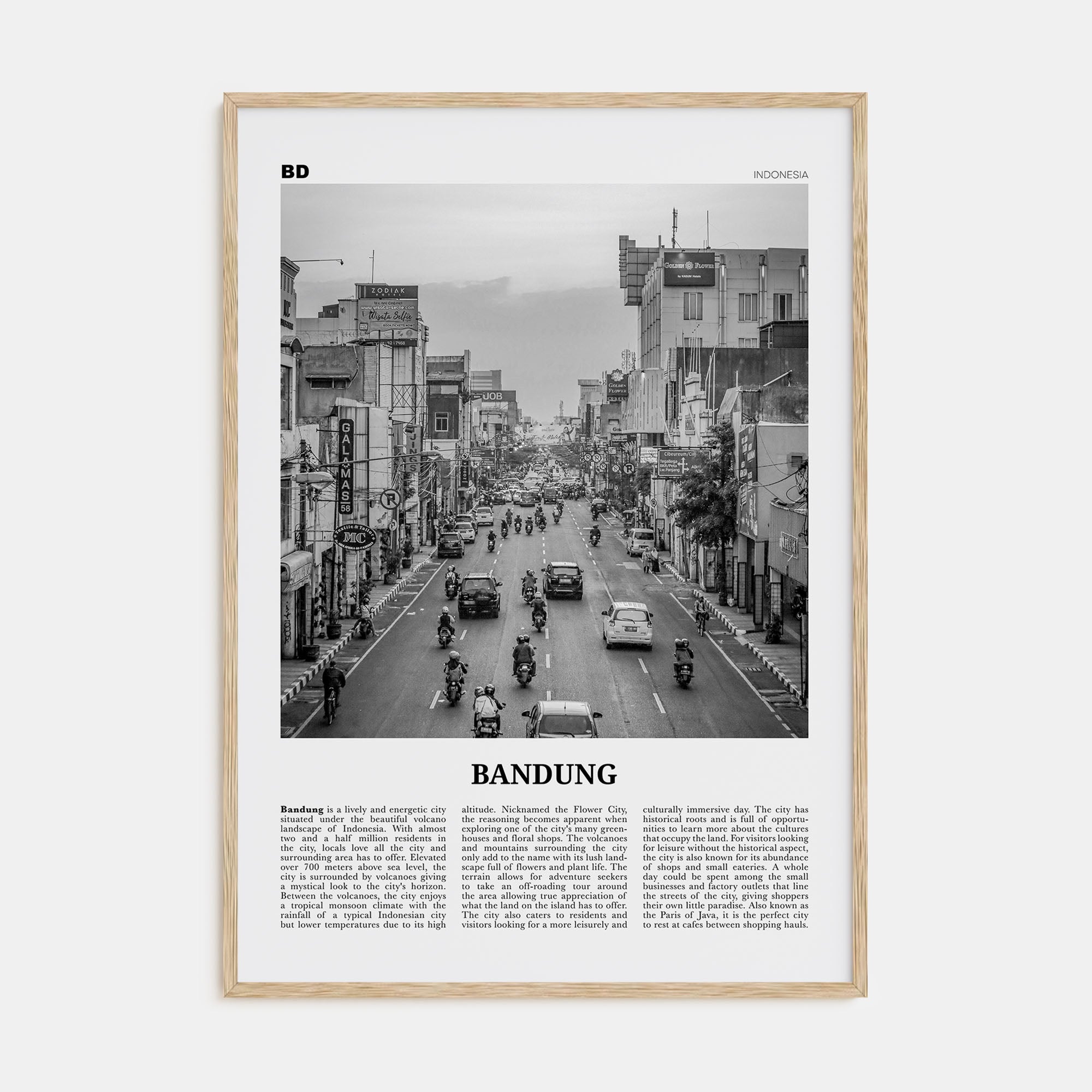 Bandung Travel B&W Poster