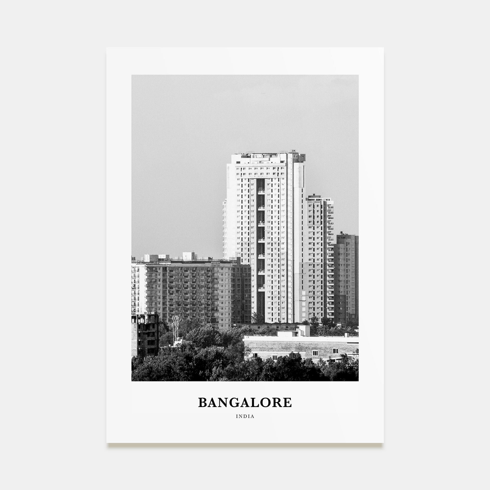 Bangalore Portrait B&W Poster