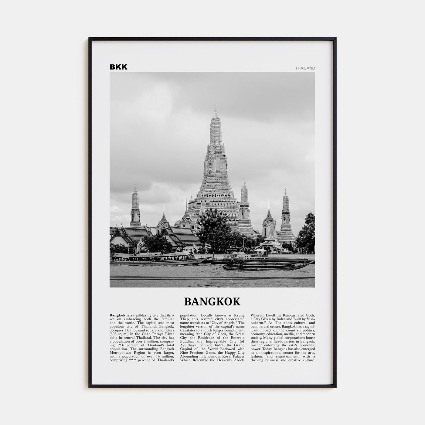 Bangkok Travel B&W No 1 Poster