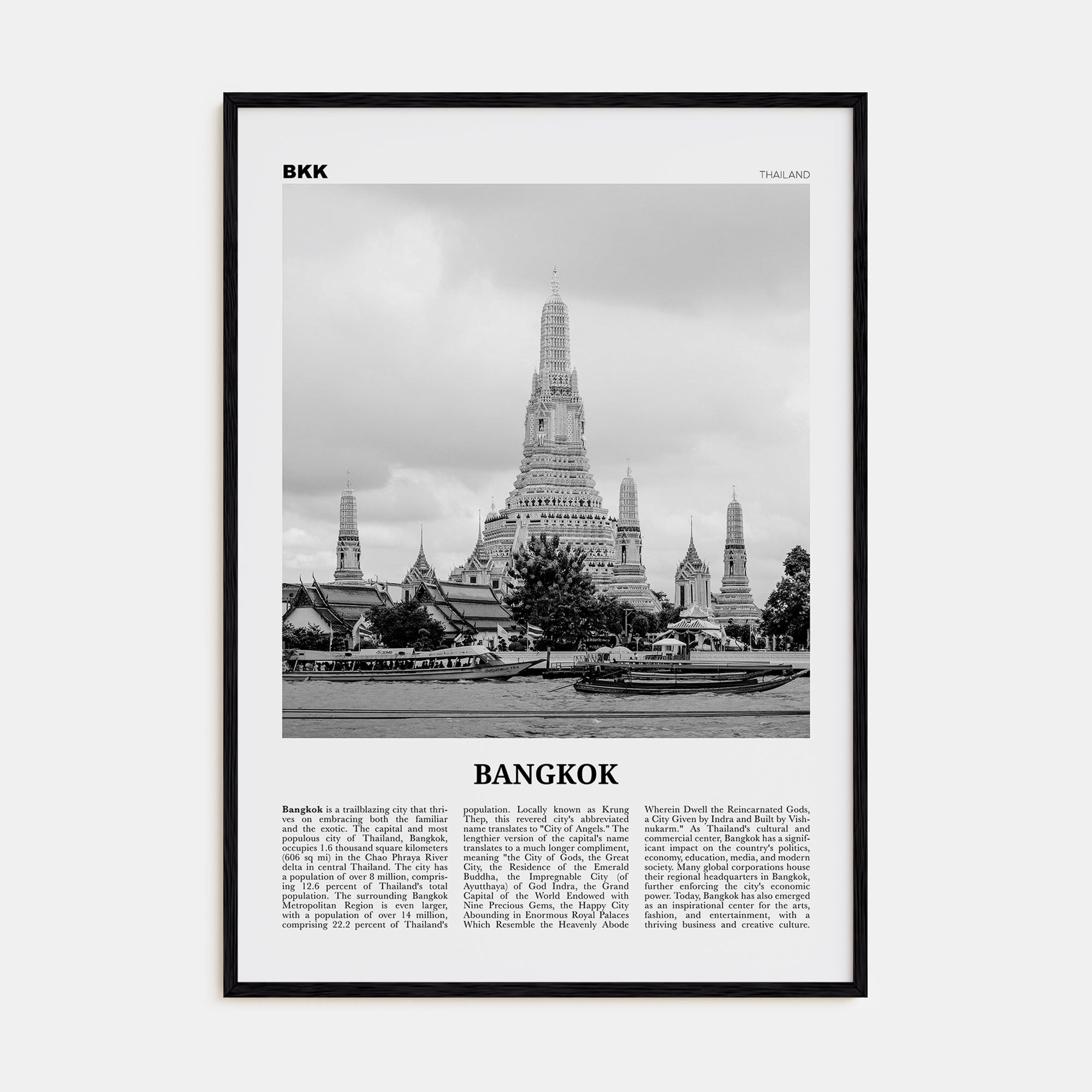 Bangkok Travel B&W No 1 Poster