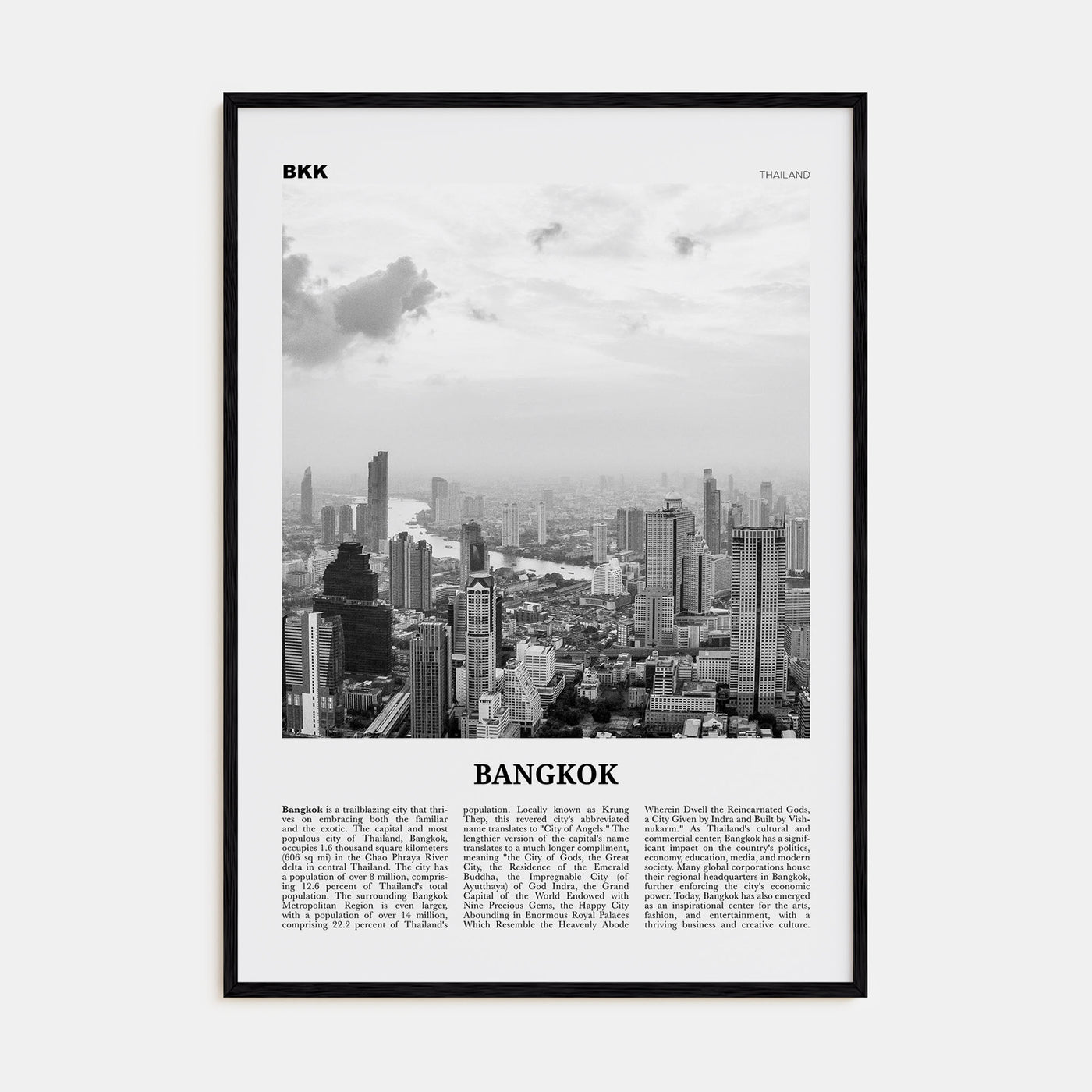 Bangkok Travel B&W No 2 Poster