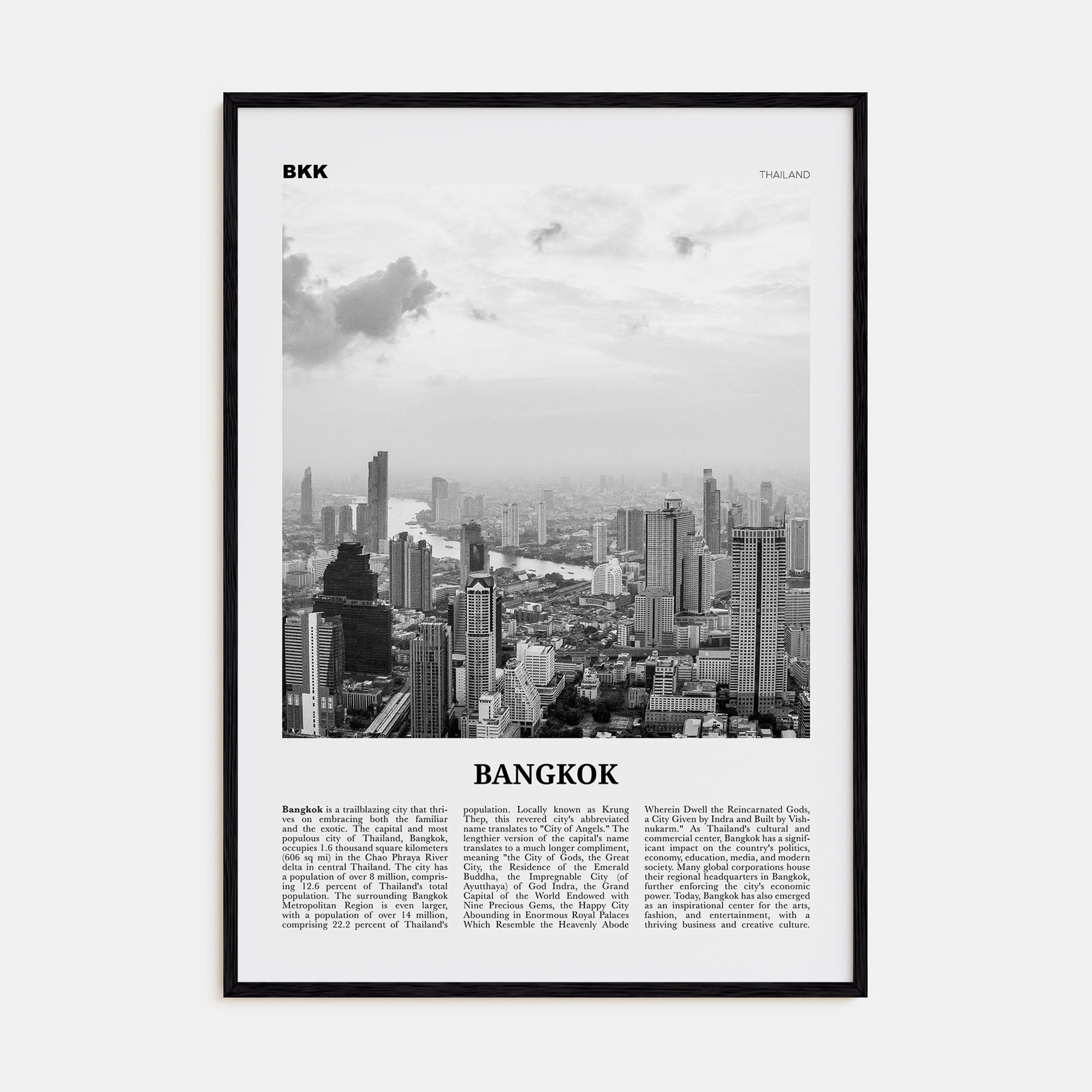 Bangkok Travel B&W No 2 Poster