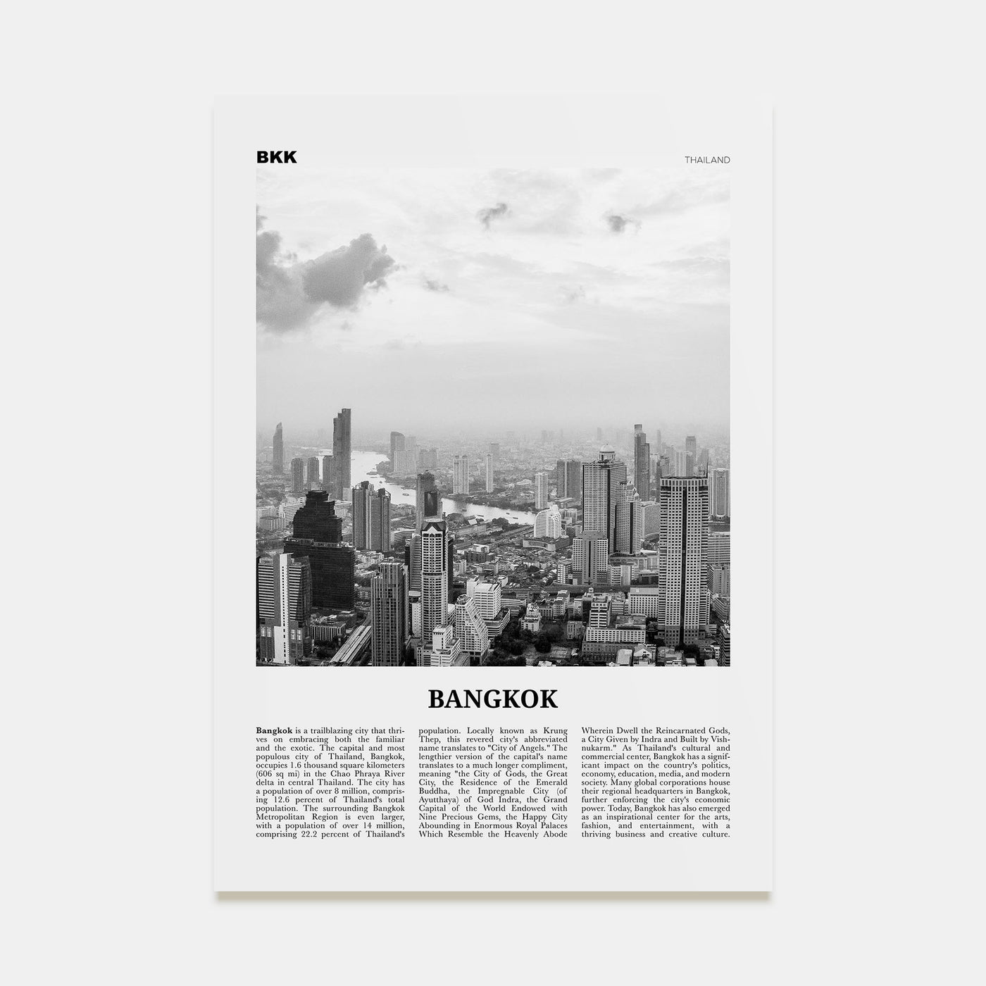 Bangkok Travel B&W No 2 Poster