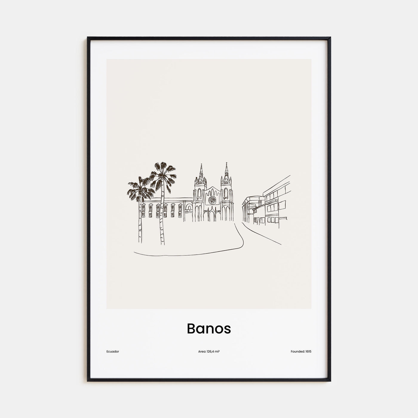 Baños Drawn Poster