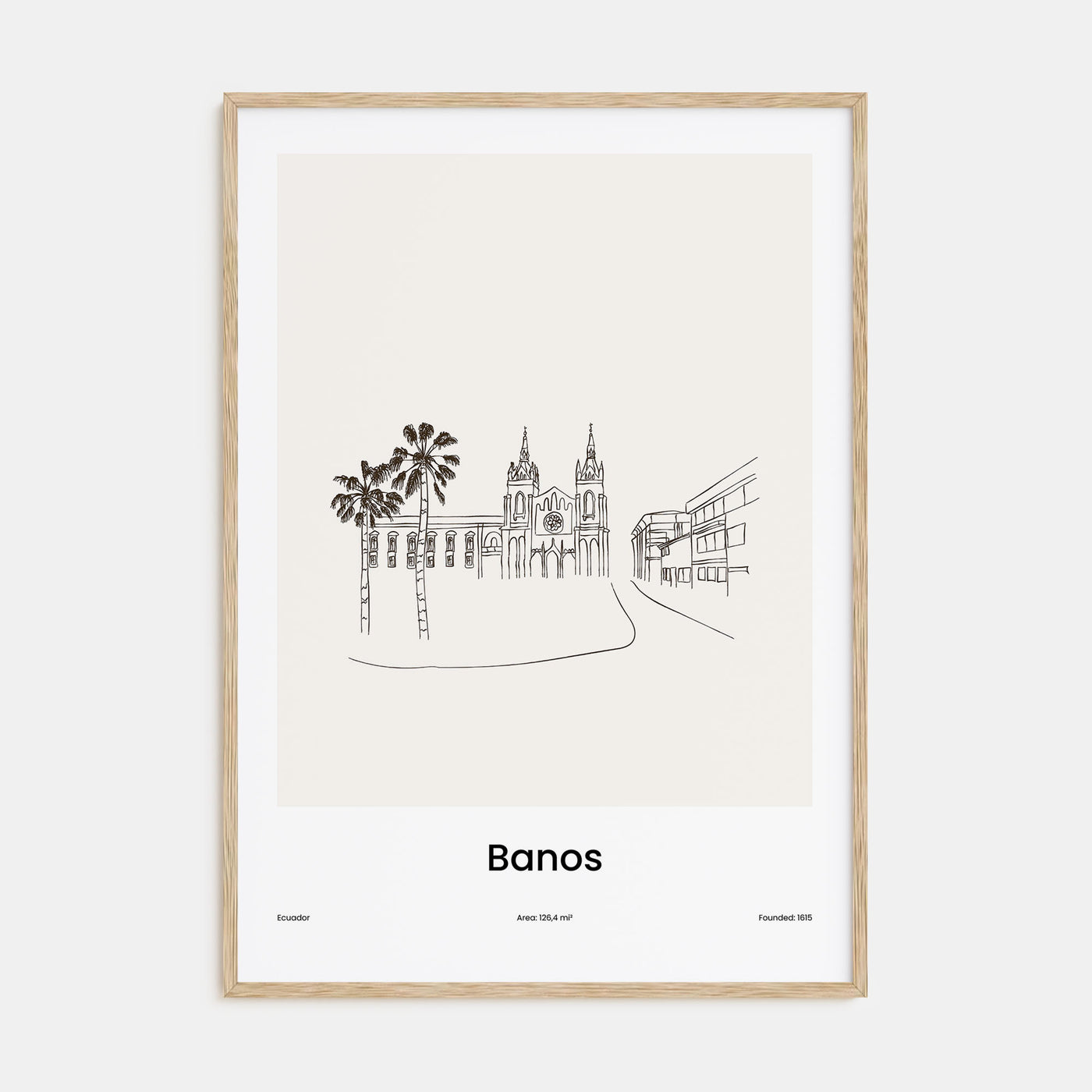 Baños Drawn Poster