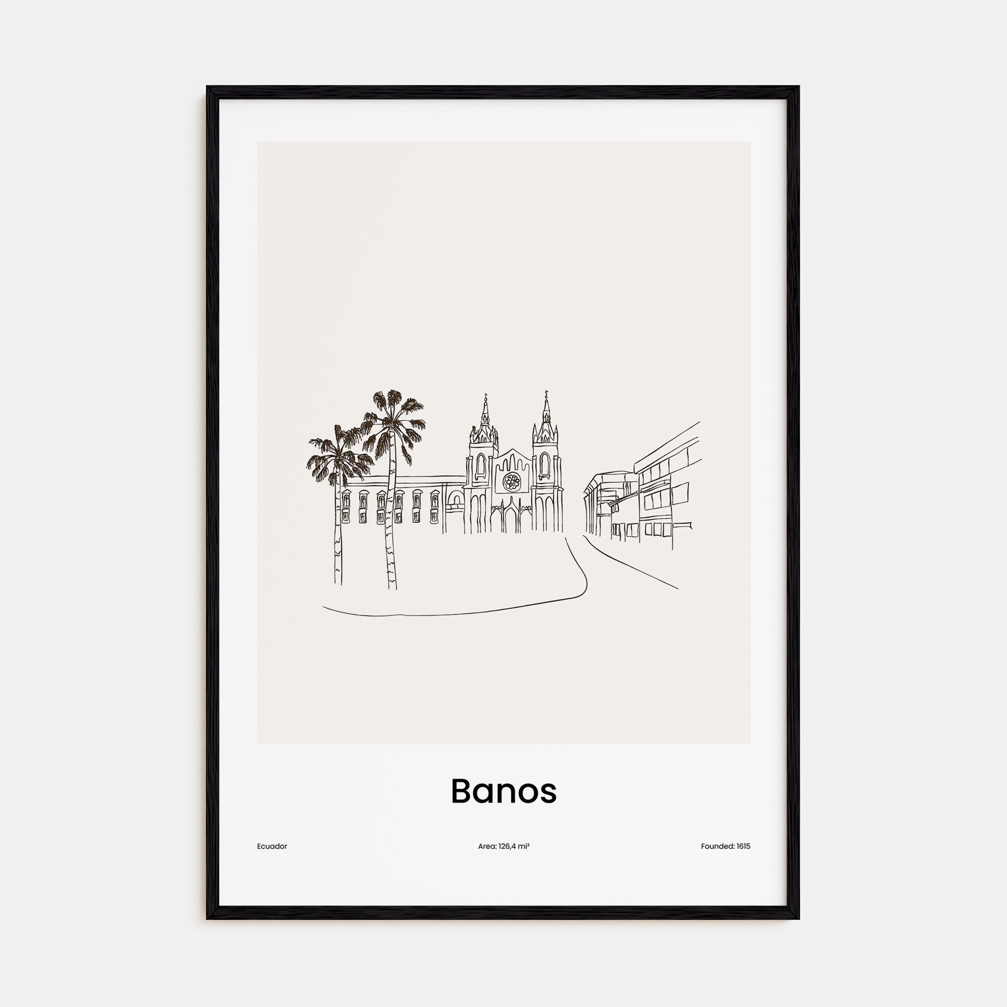 Baños Drawn Poster