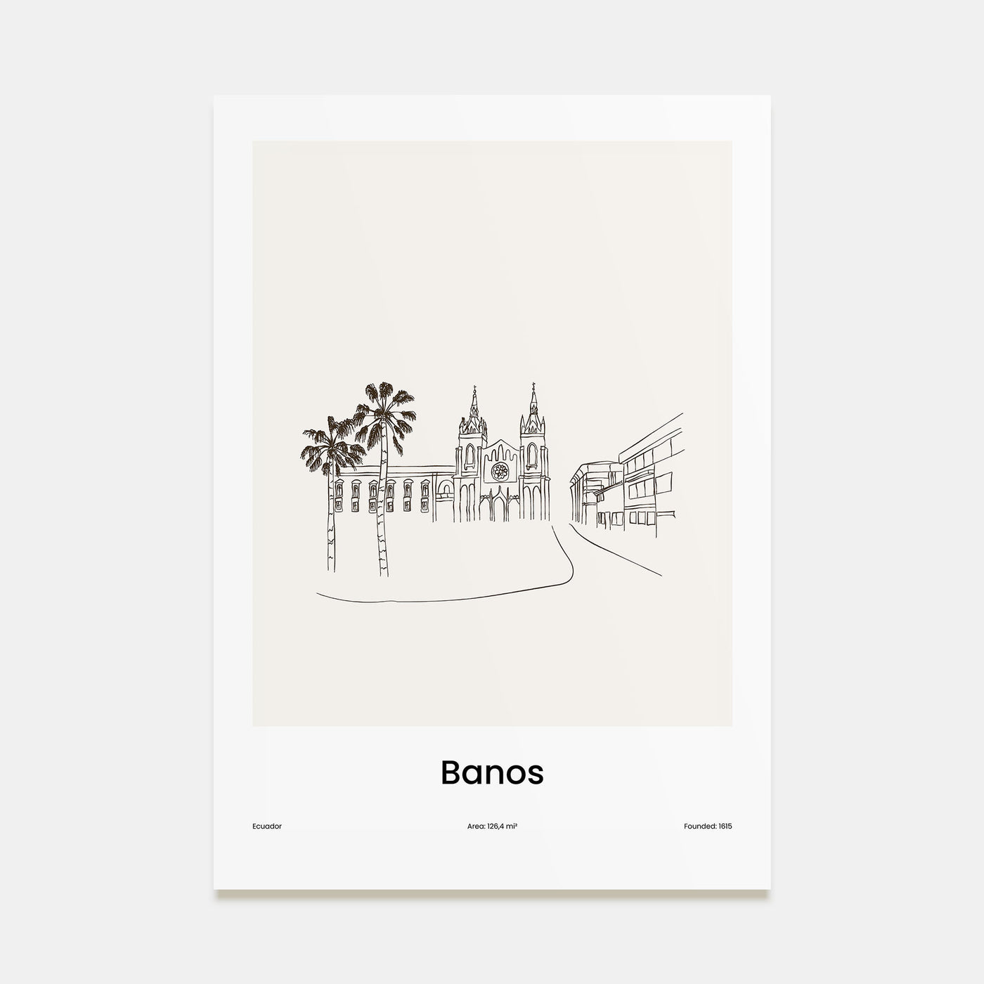 Baños Drawn Poster