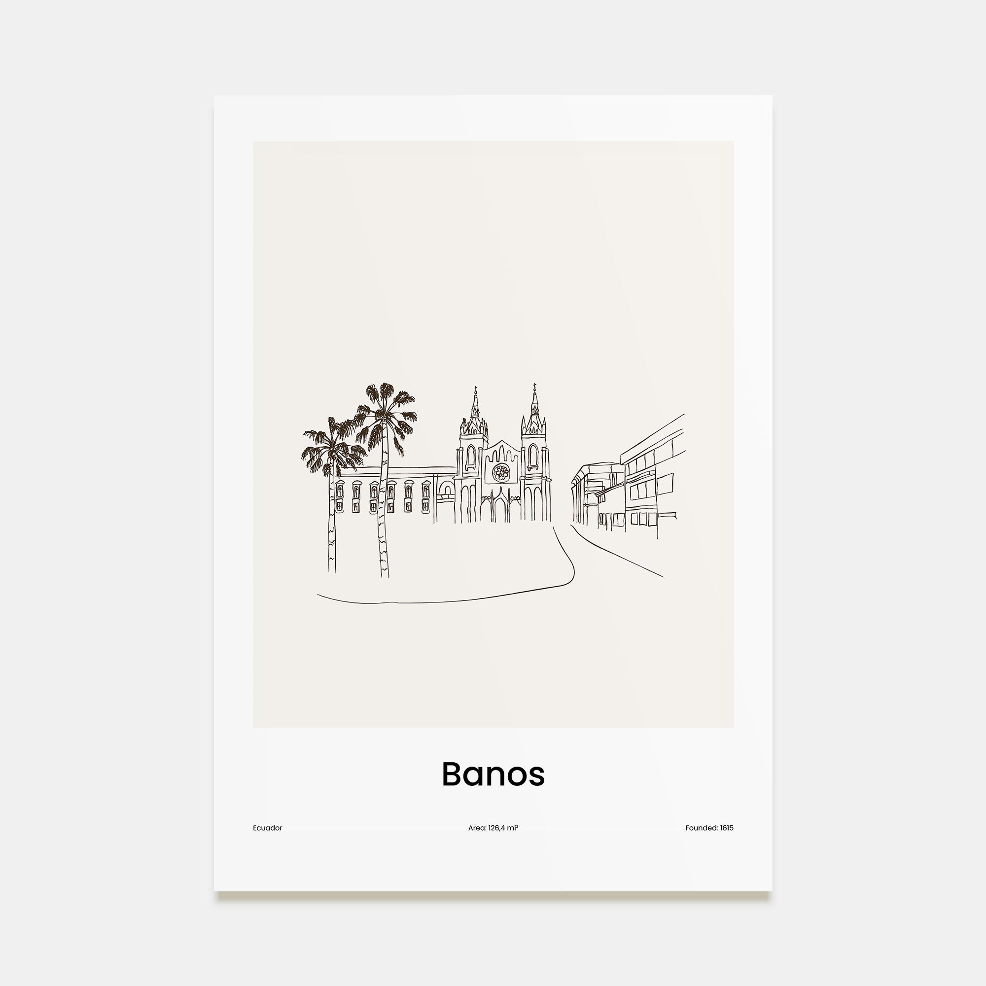 Baños Drawn Poster