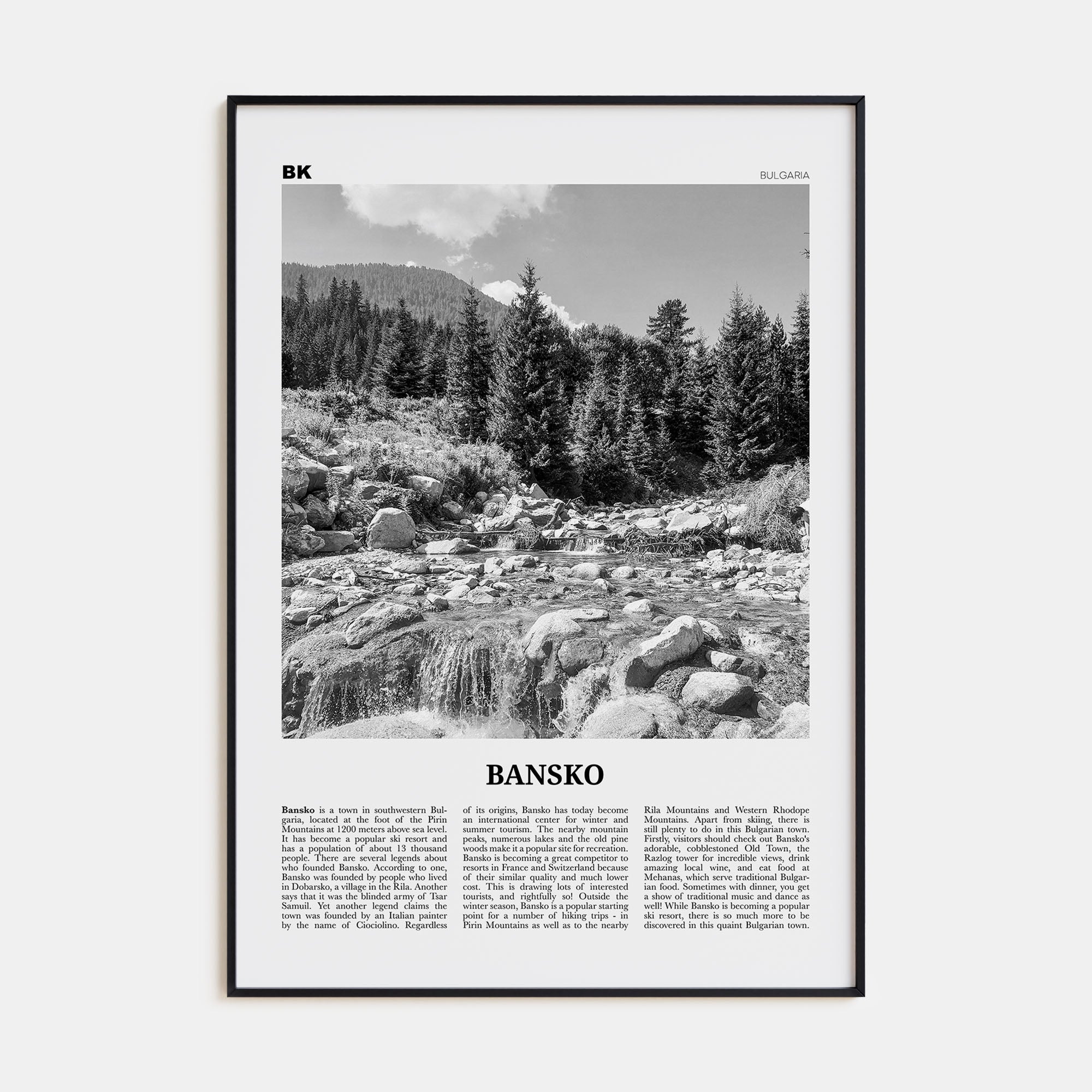 Bansko Travel B&W Poster