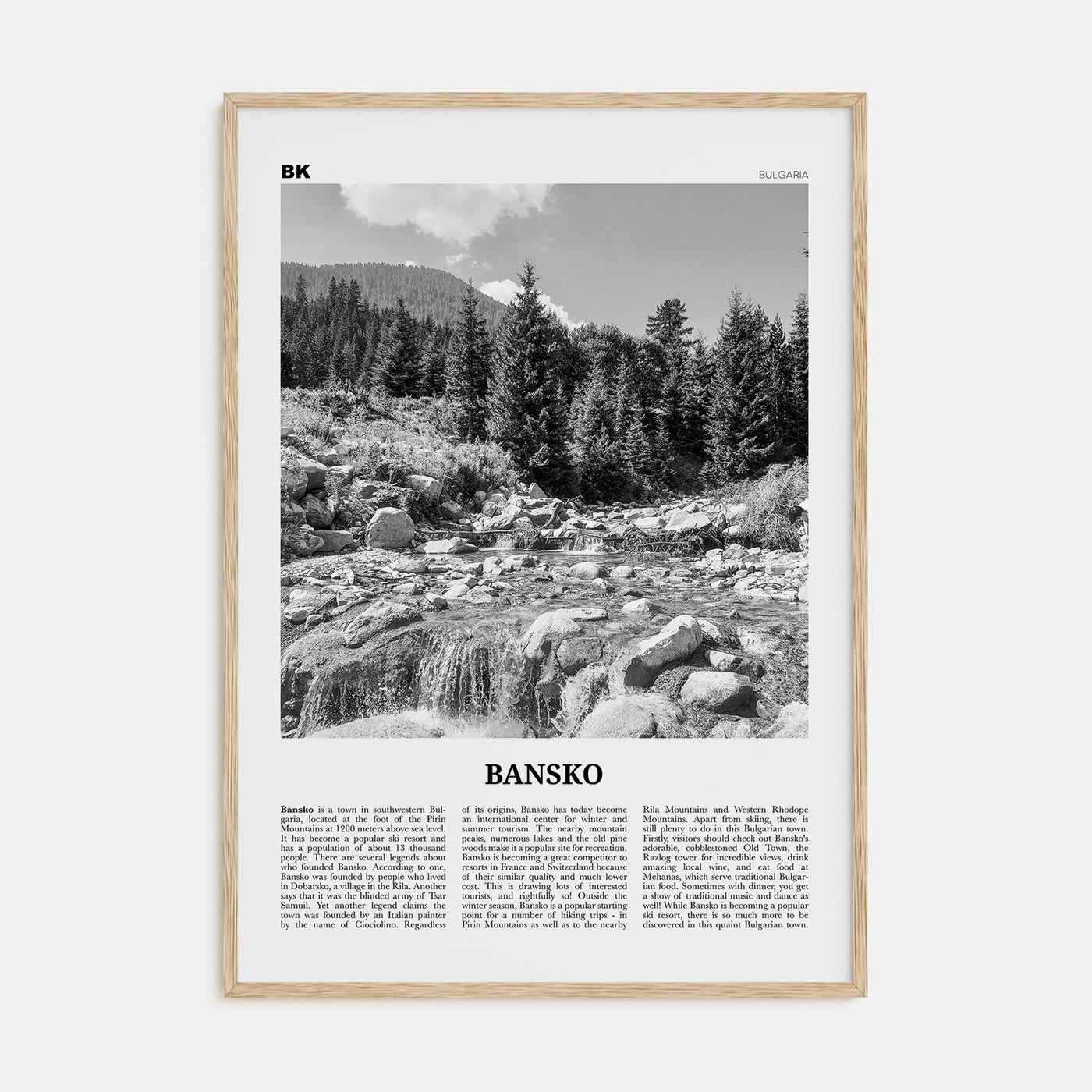 Bansko Travel B&W Poster