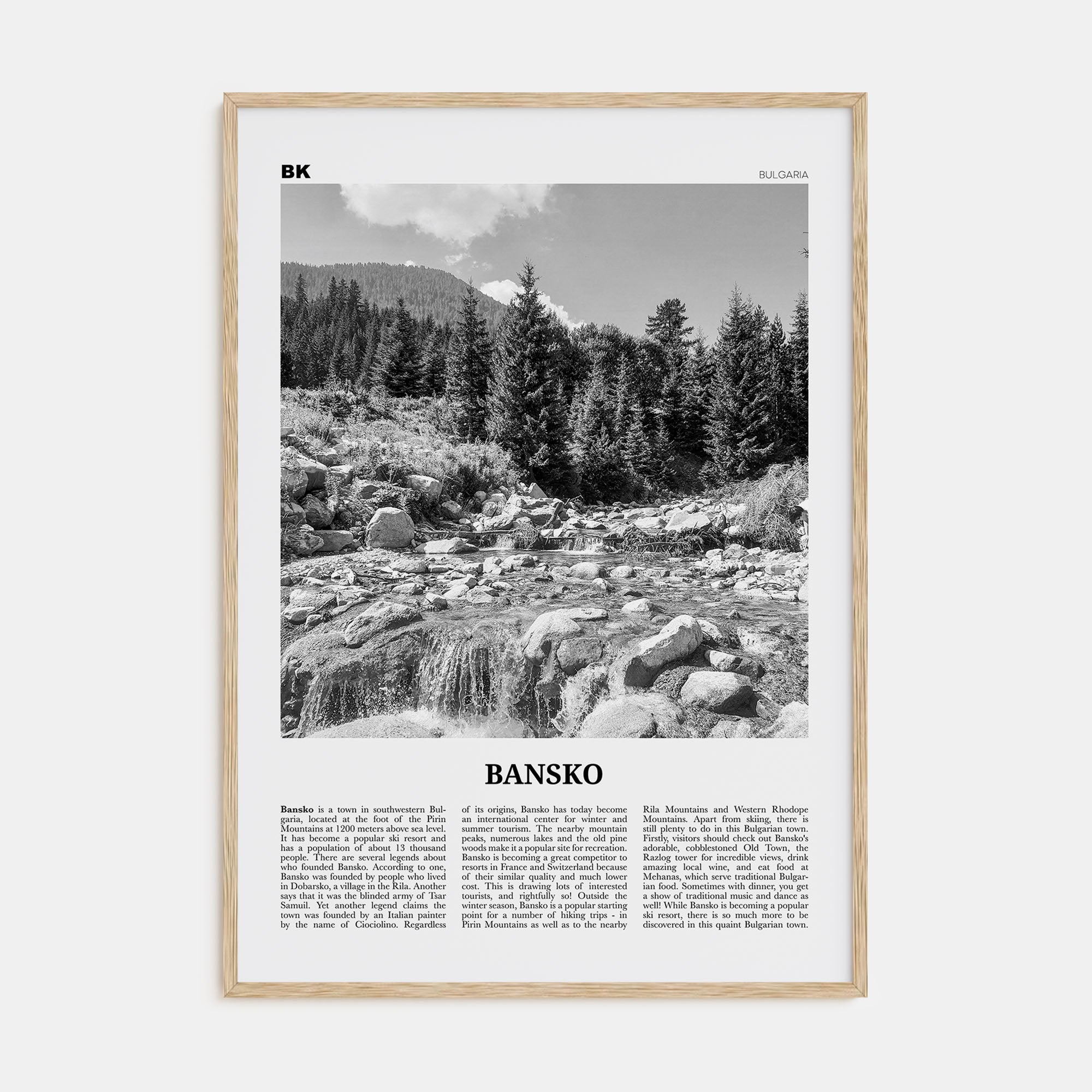 Bansko Travel B&W Poster