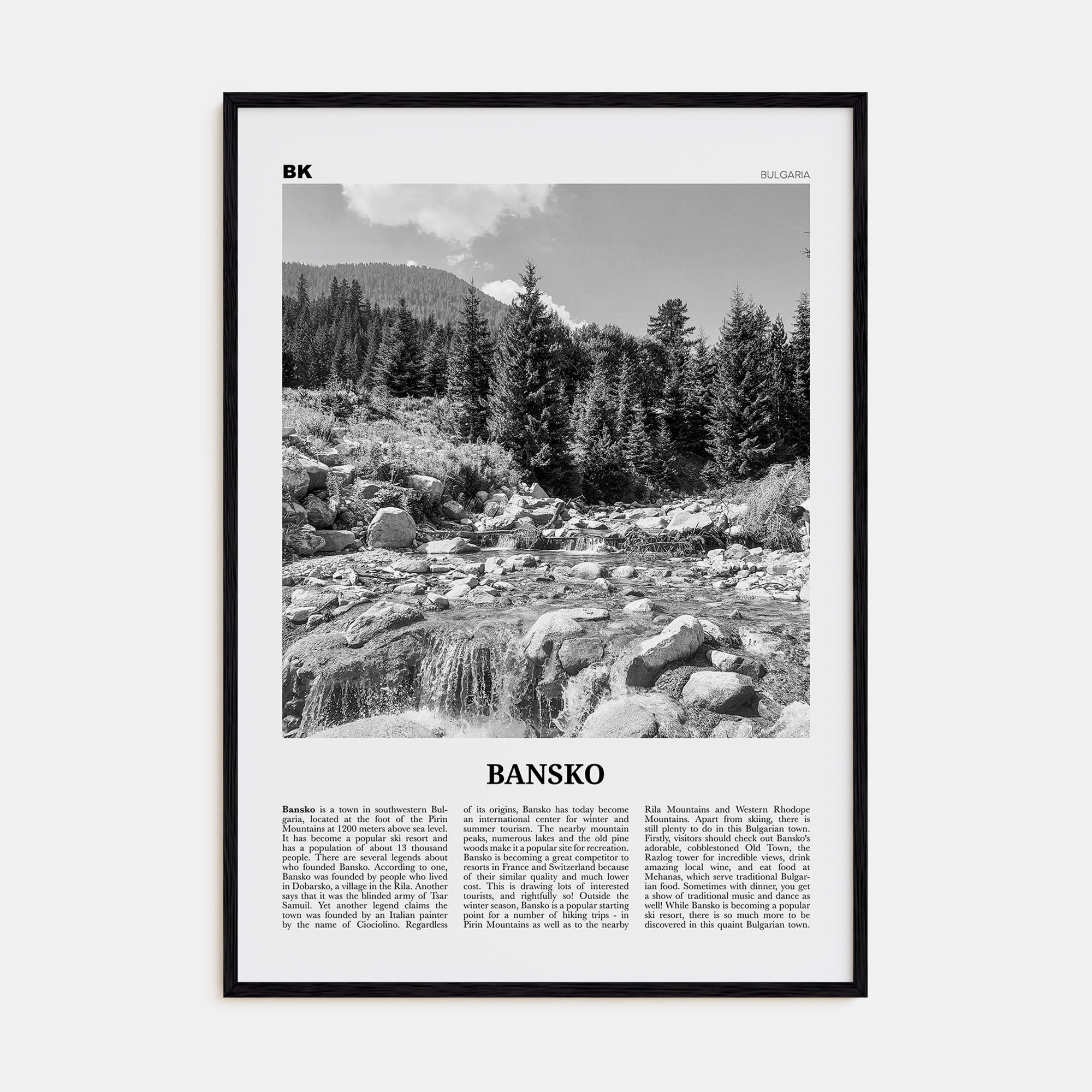 Bansko Travel B&W Poster