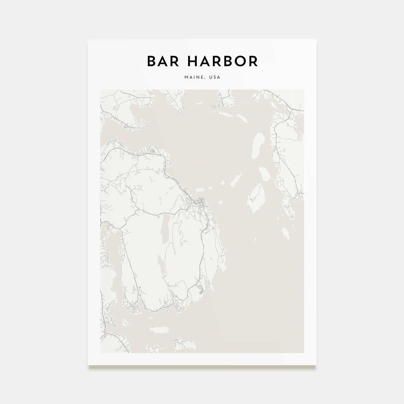Bar Harbor Map Portrait Poster