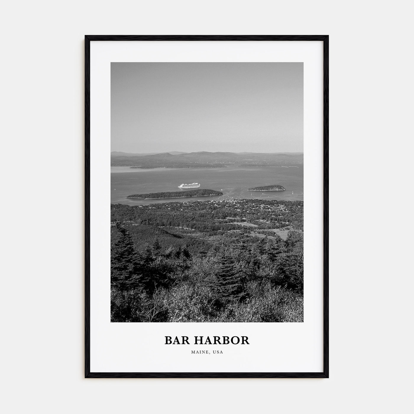 Bar Harbor Portrait B&W Poster