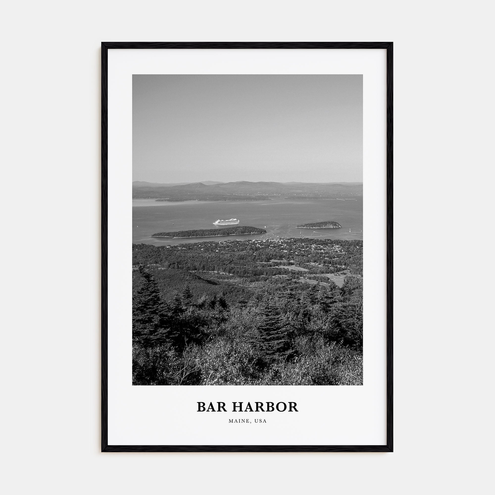 Bar Harbor Portrait B&W Poster