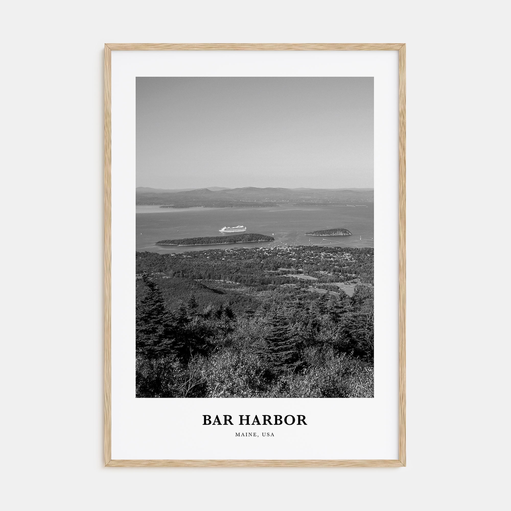 Bar Harbor Portrait B&W Poster