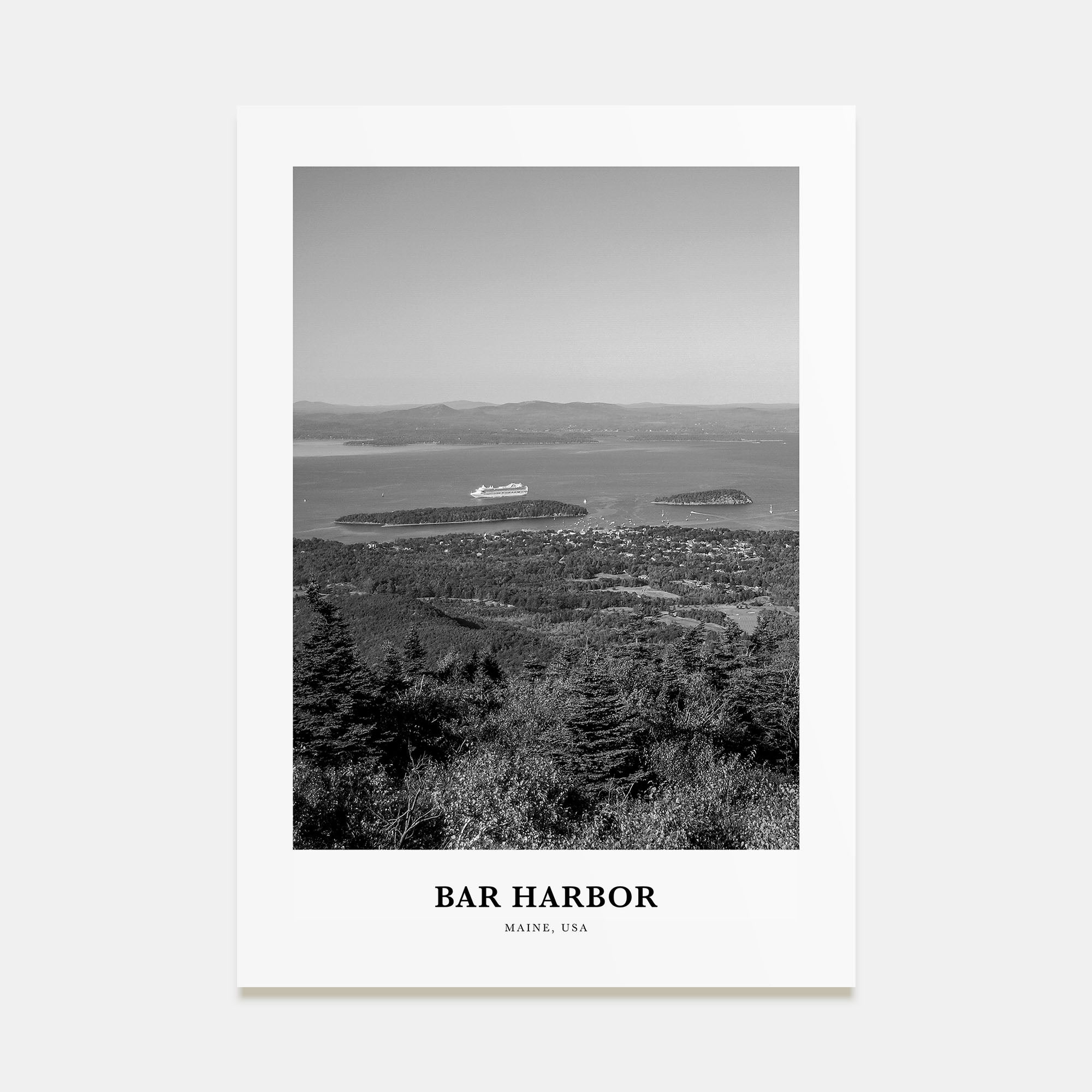 Bar Harbor Portrait B&W Poster