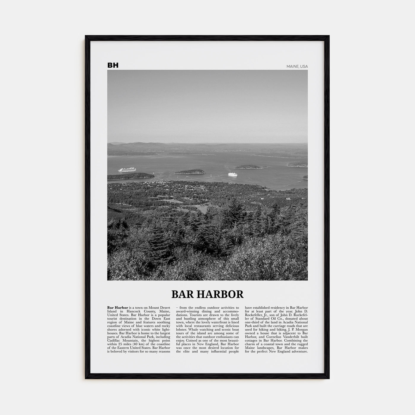 Bar Harbor Travel B&W Poster