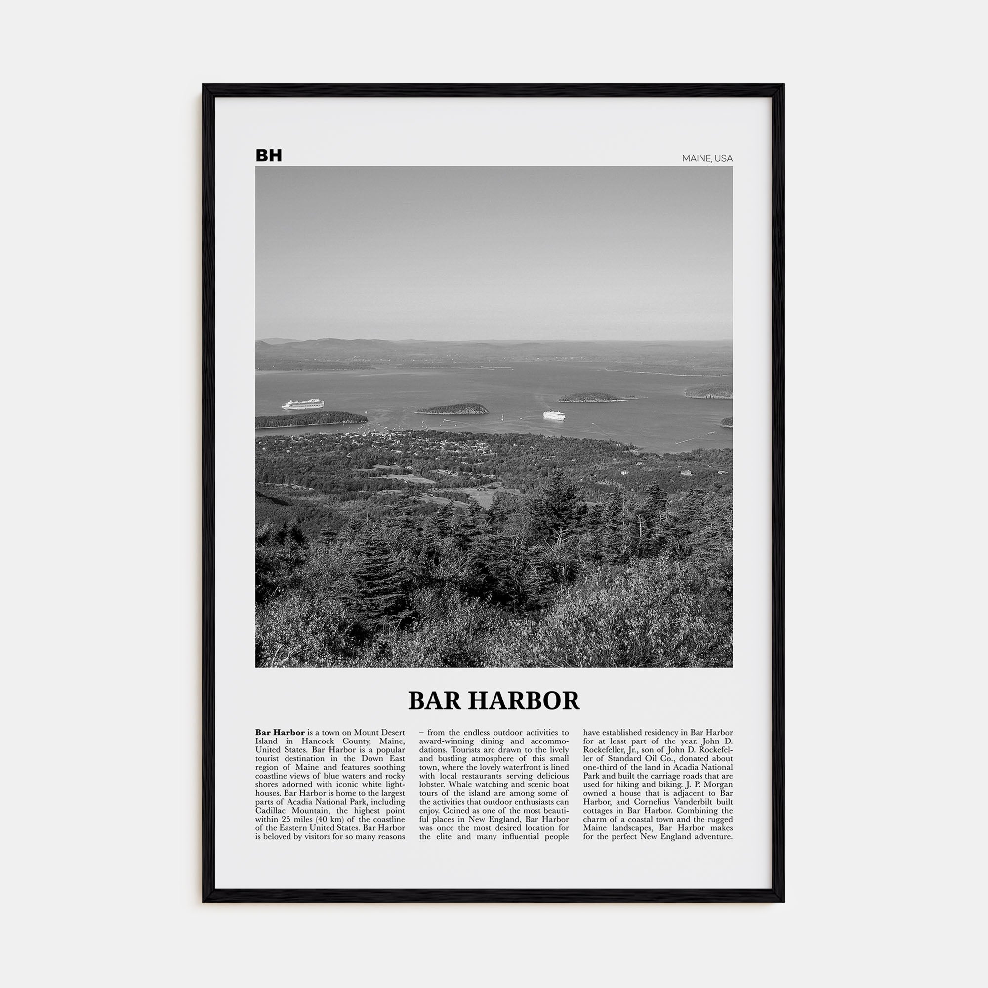 Bar Harbor Travel B&W Poster