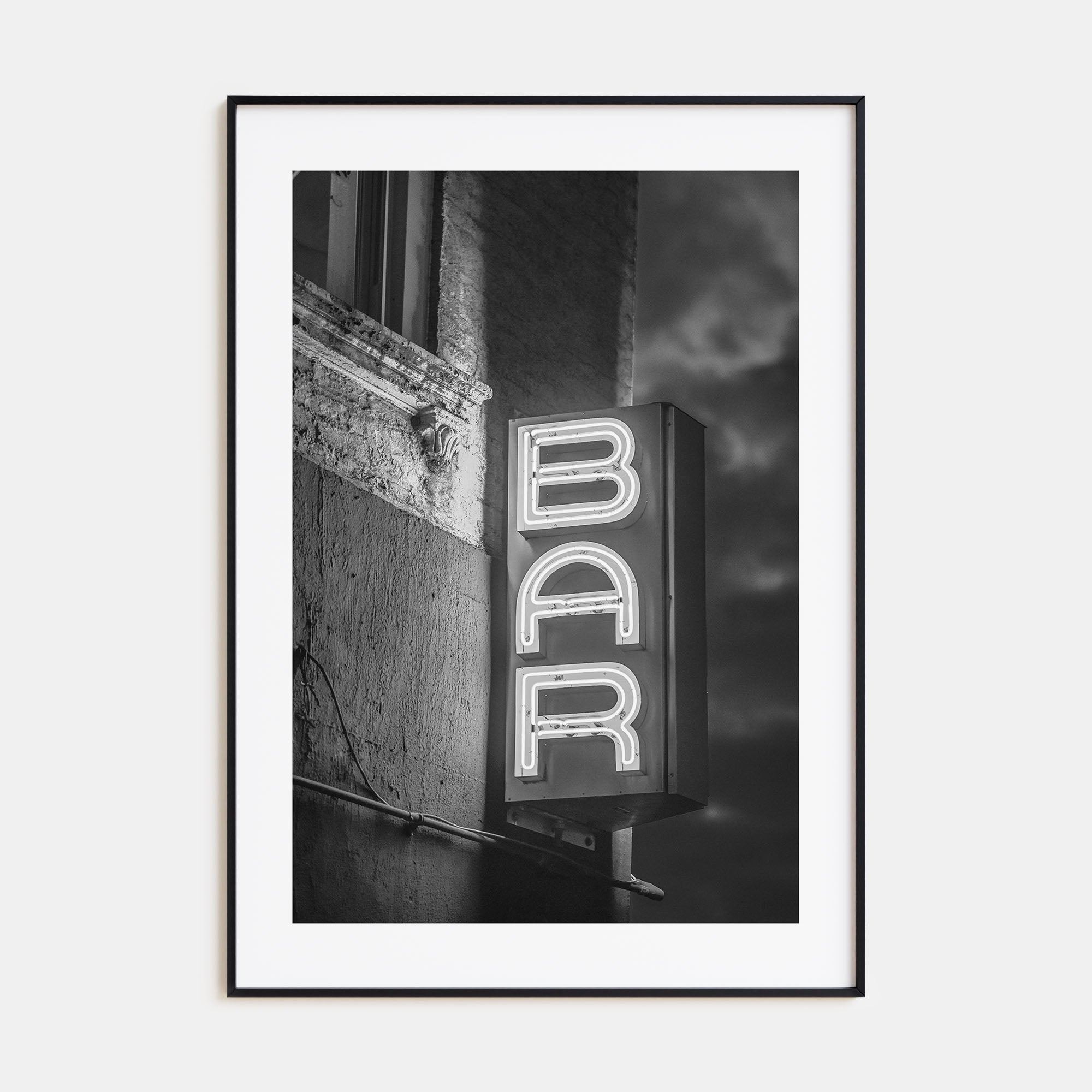 Bar Sign Photo B&W Poster