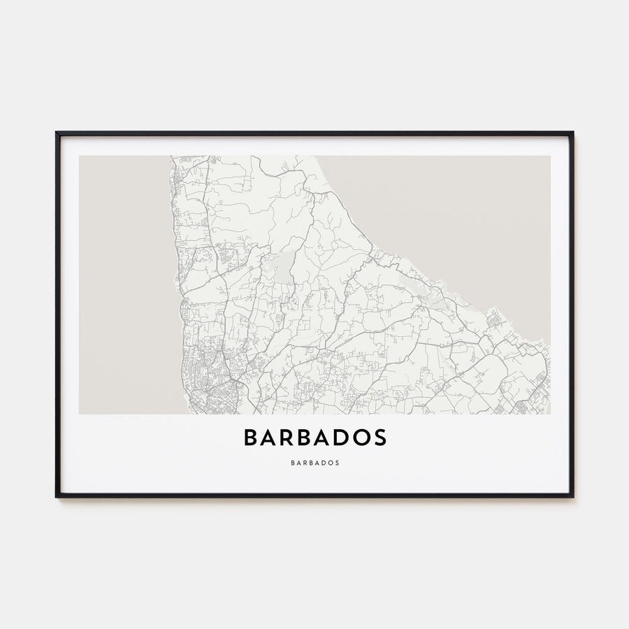 Barbados Map Landscape Poster