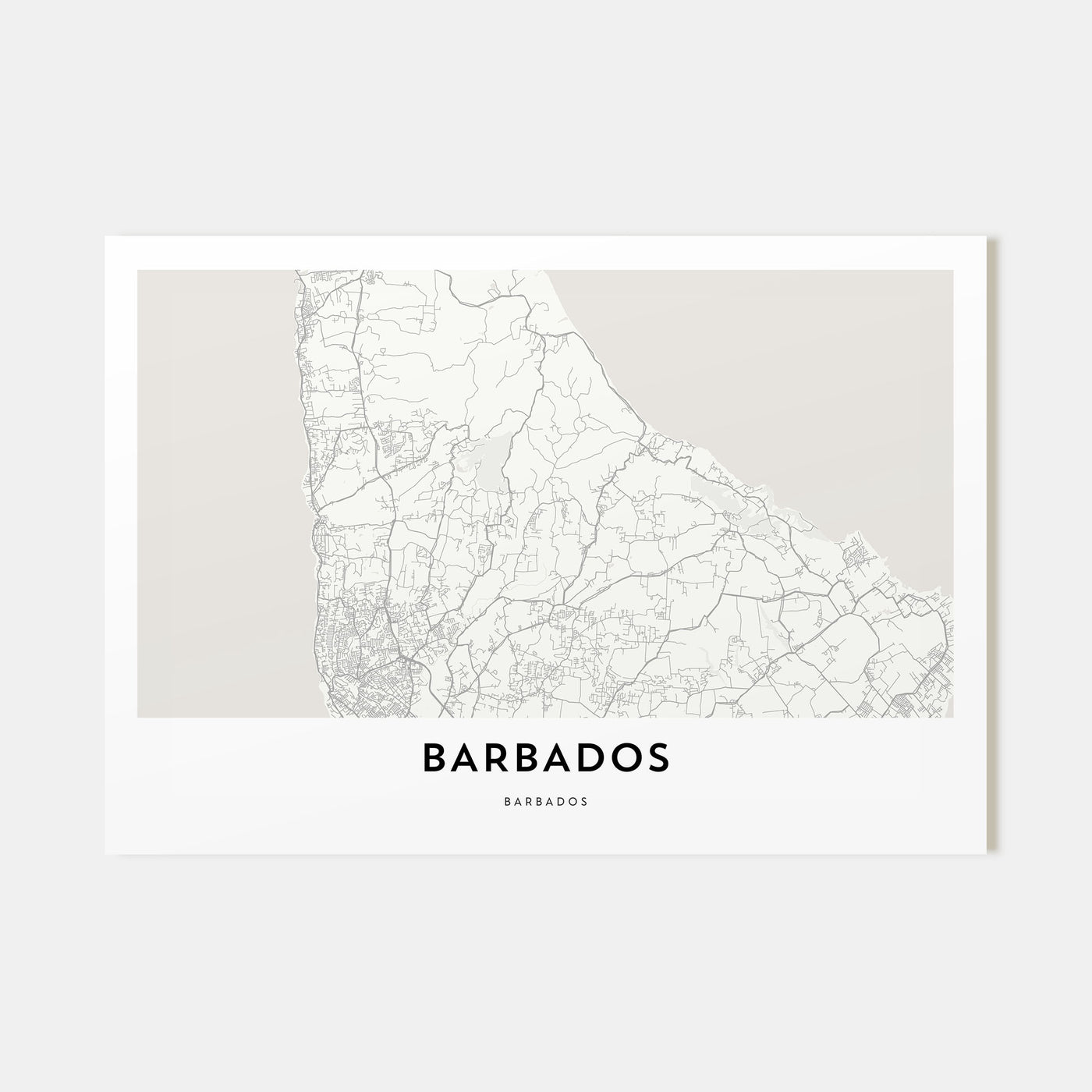 Barbados Map Landscape Poster