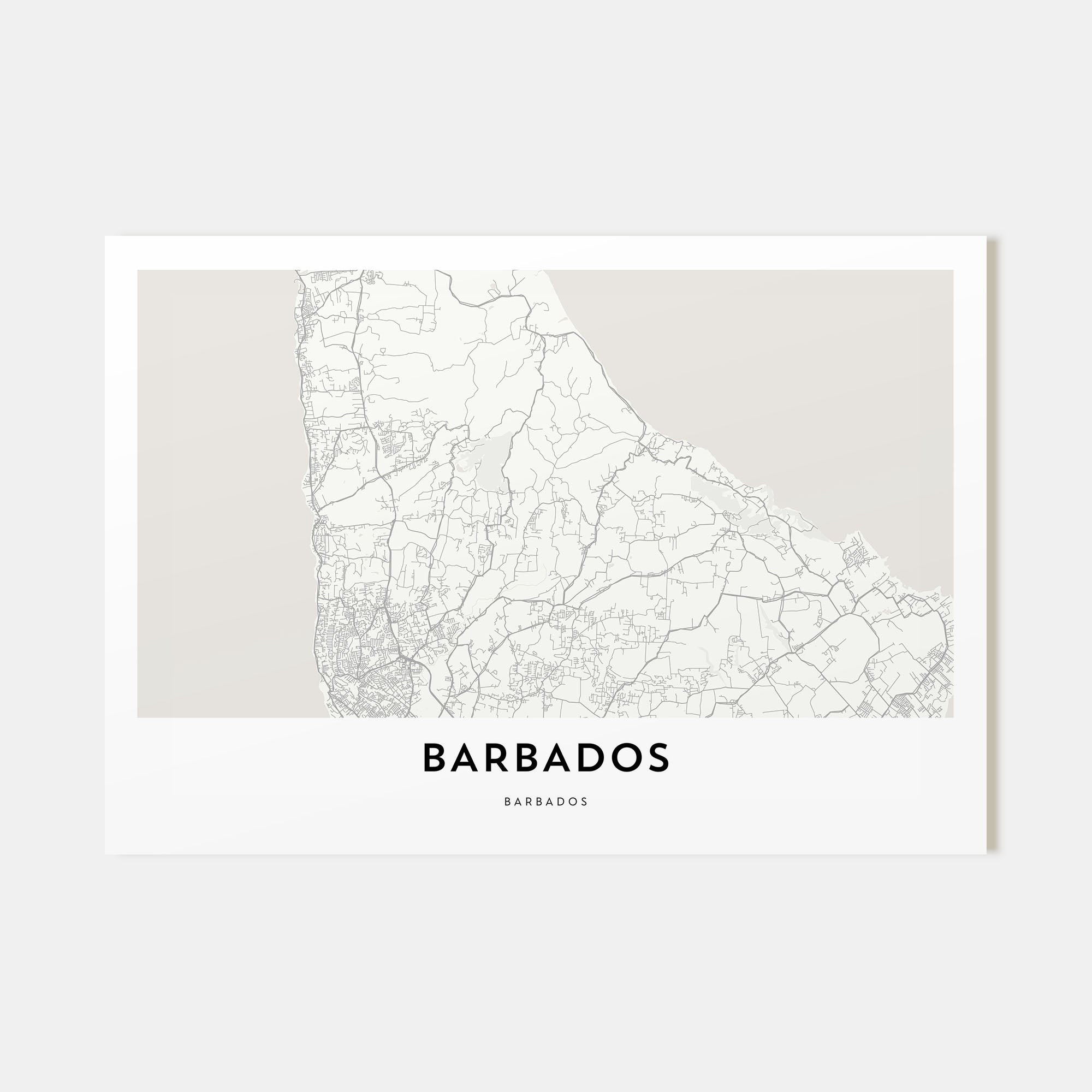 Barbados Map Landscape Poster