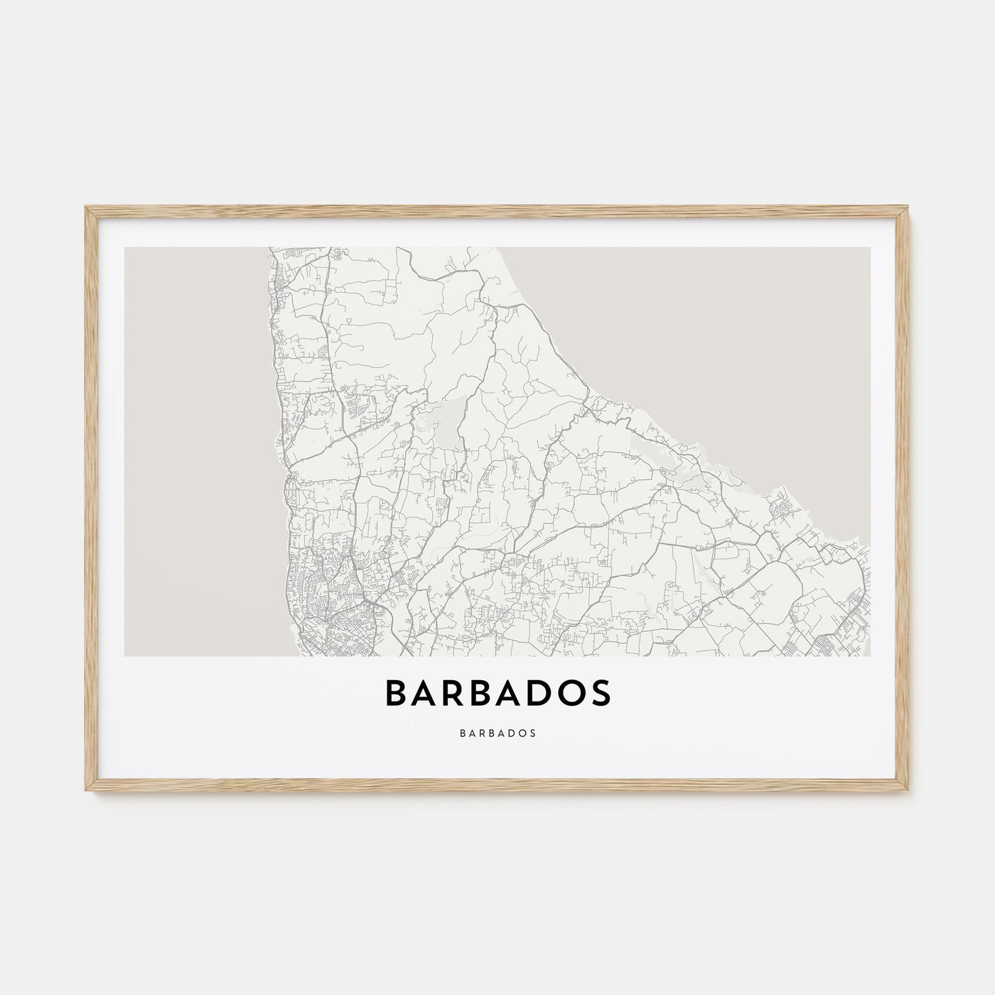 Barbados Map Landscape Poster