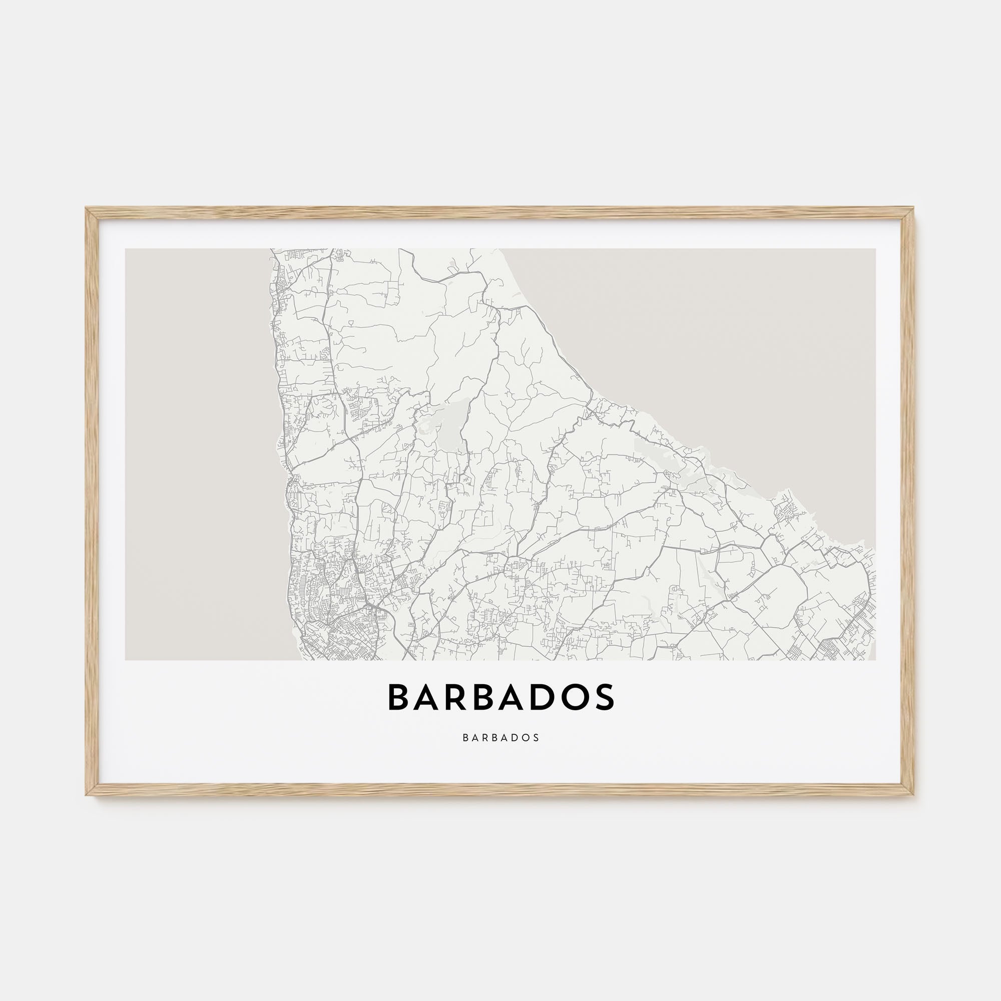 Barbados Map Landscape Poster