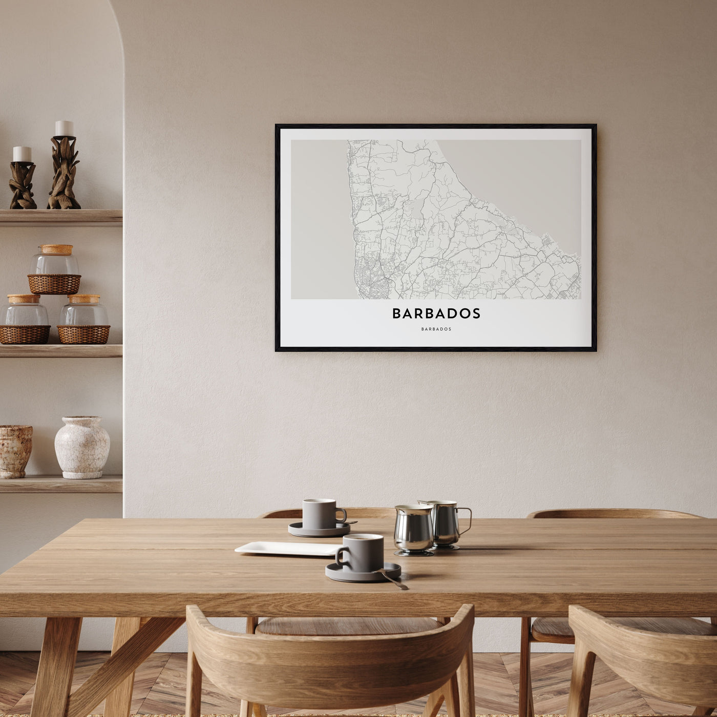 Barbados Map Landscape Poster