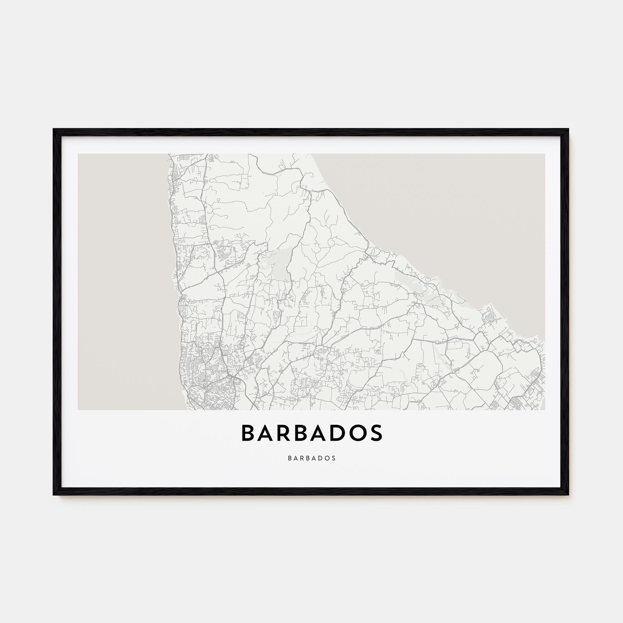 Barbados Map Landscape Poster