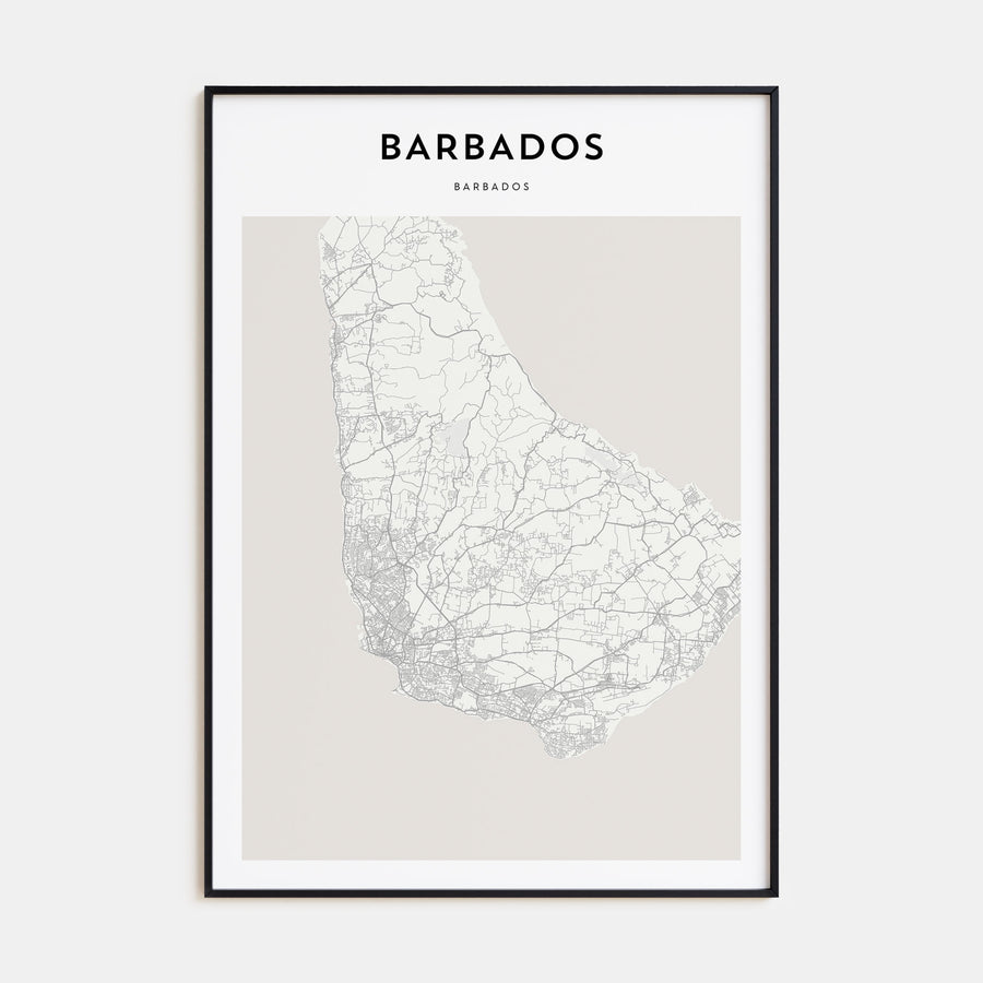 Barbados Map Portrait Poster