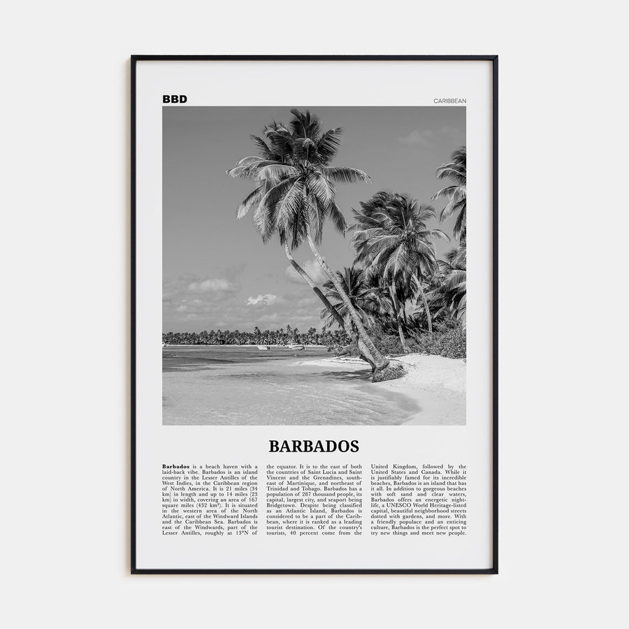 Barbados Travel B&W No 1 Poster