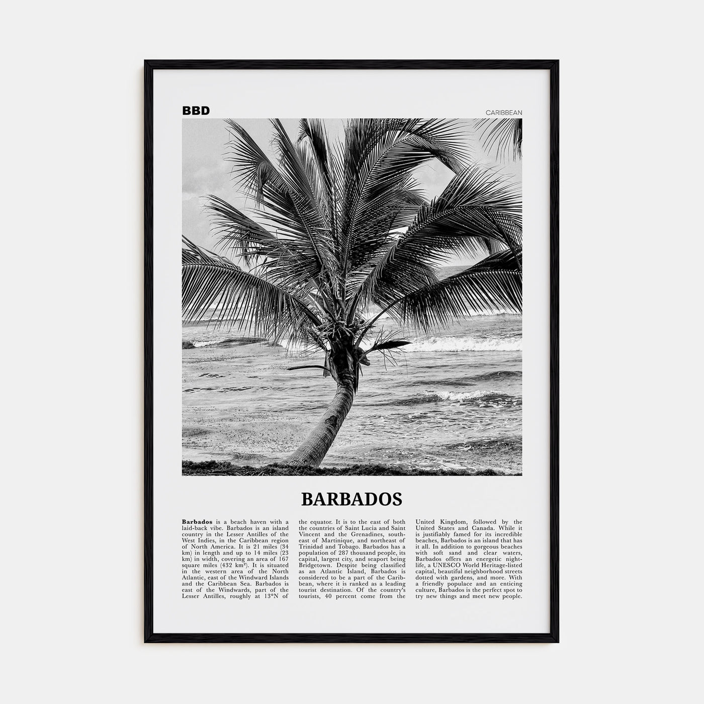 Barbados Travel B&W No 2 Poster