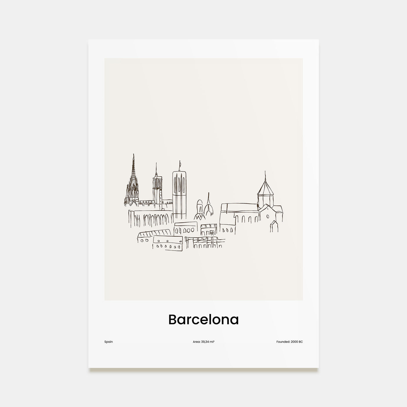 Barcelona Drawn No 1 Poster