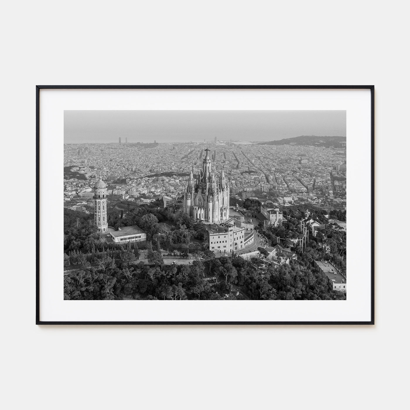 Barcelona Landscape B&W Poster