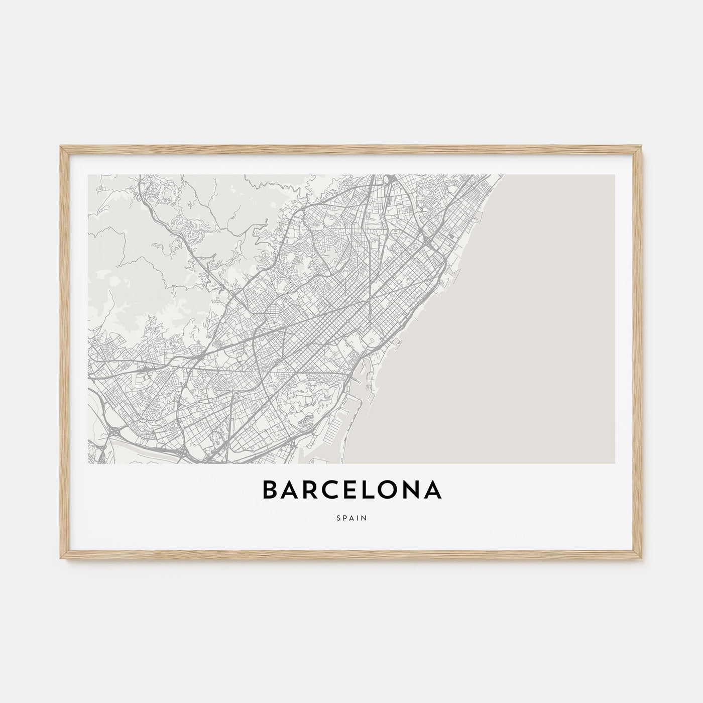 Barcelona Map Landscape Poster