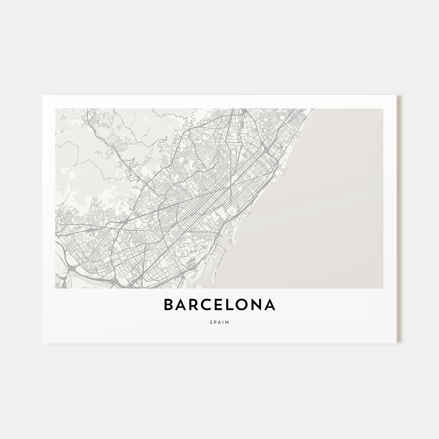 Barcelona Map Landscape Poster