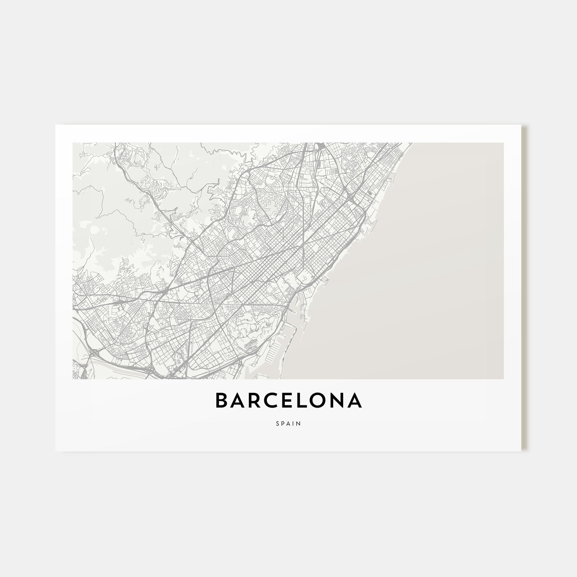 Barcelona Map Landscape Poster