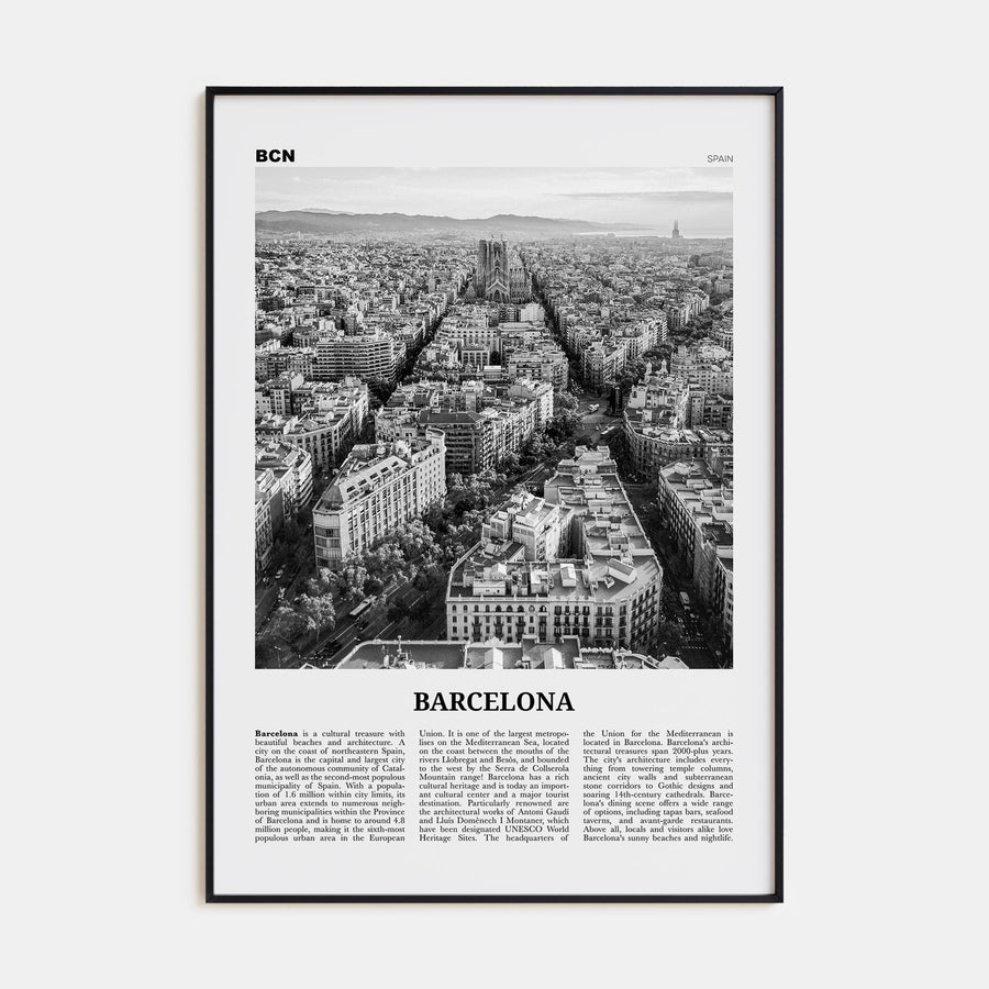 Barcelona Travel B&W No 1 Poster