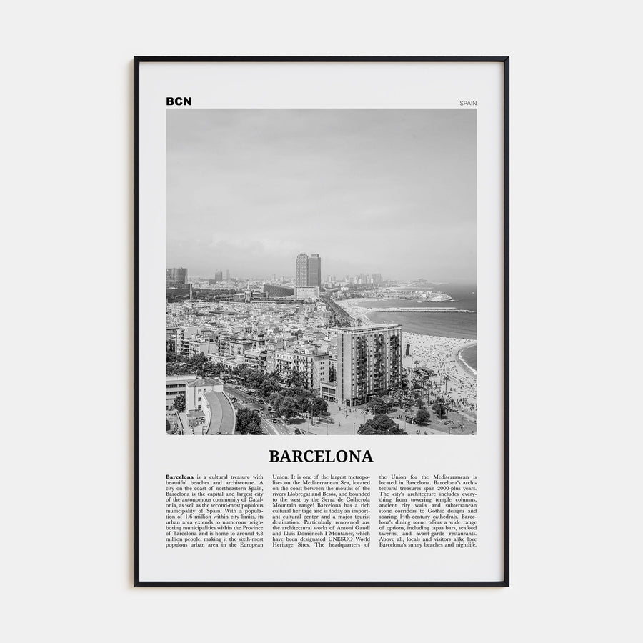 Barcelona Travel B&W No 2 Poster