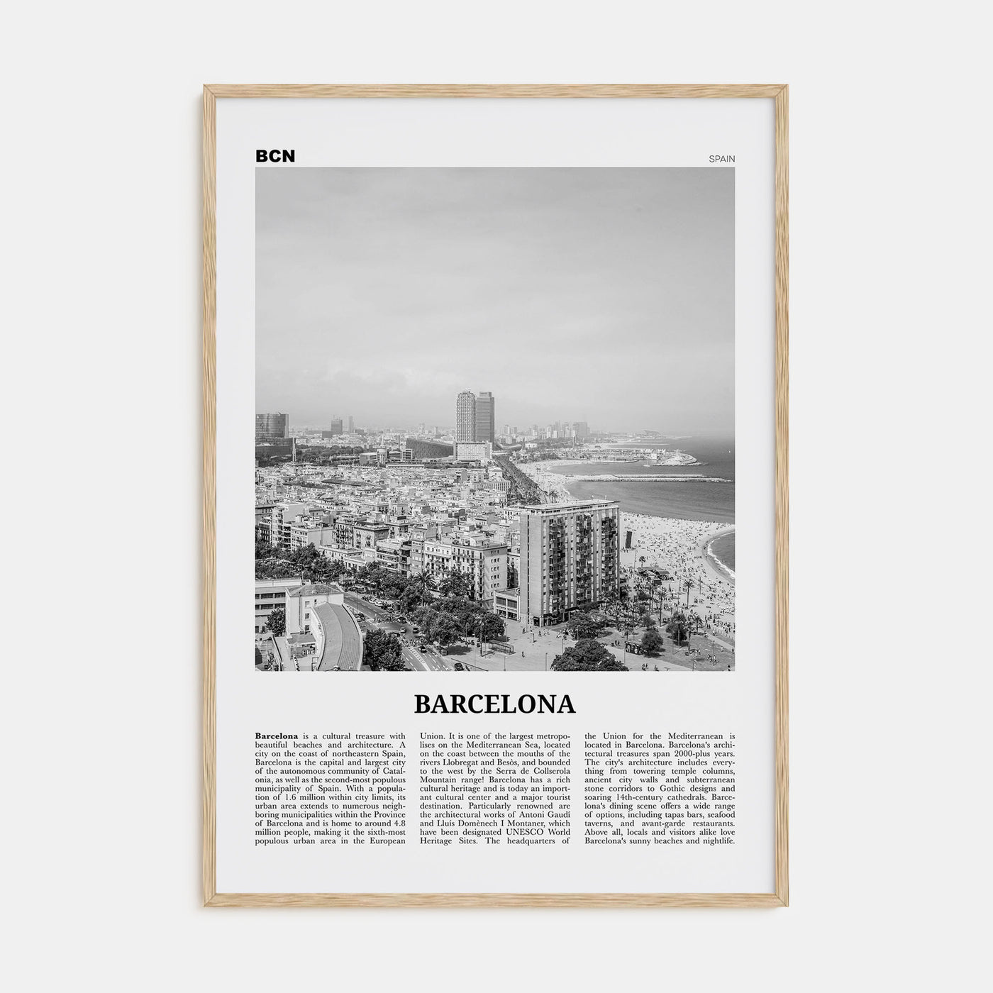 Barcelona Travel B&W No 2 Poster