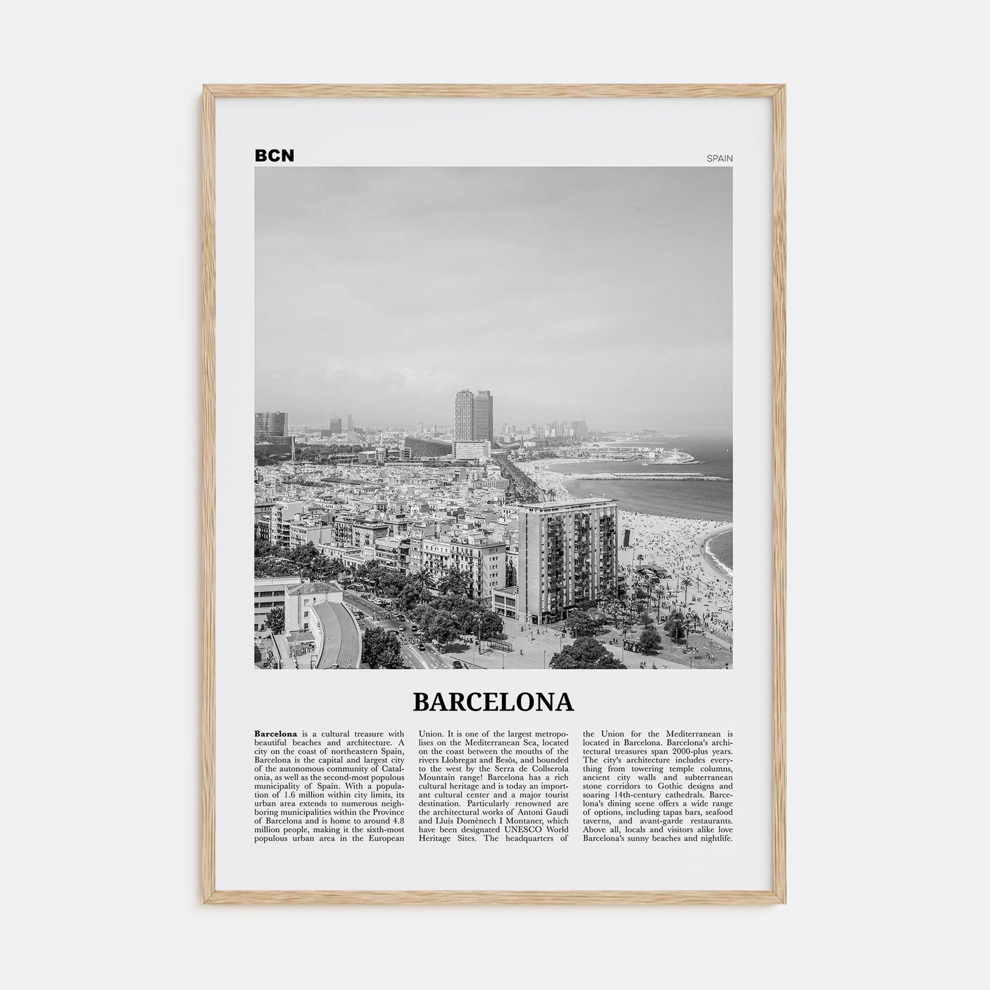 Barcelona Travel B&W No 2 Poster