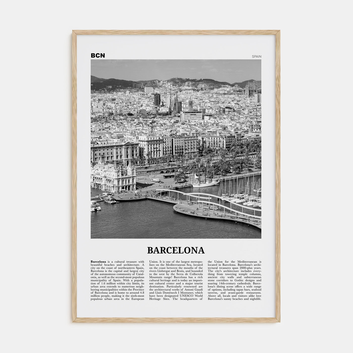 Barcelona Travel B&W No 3 Poster