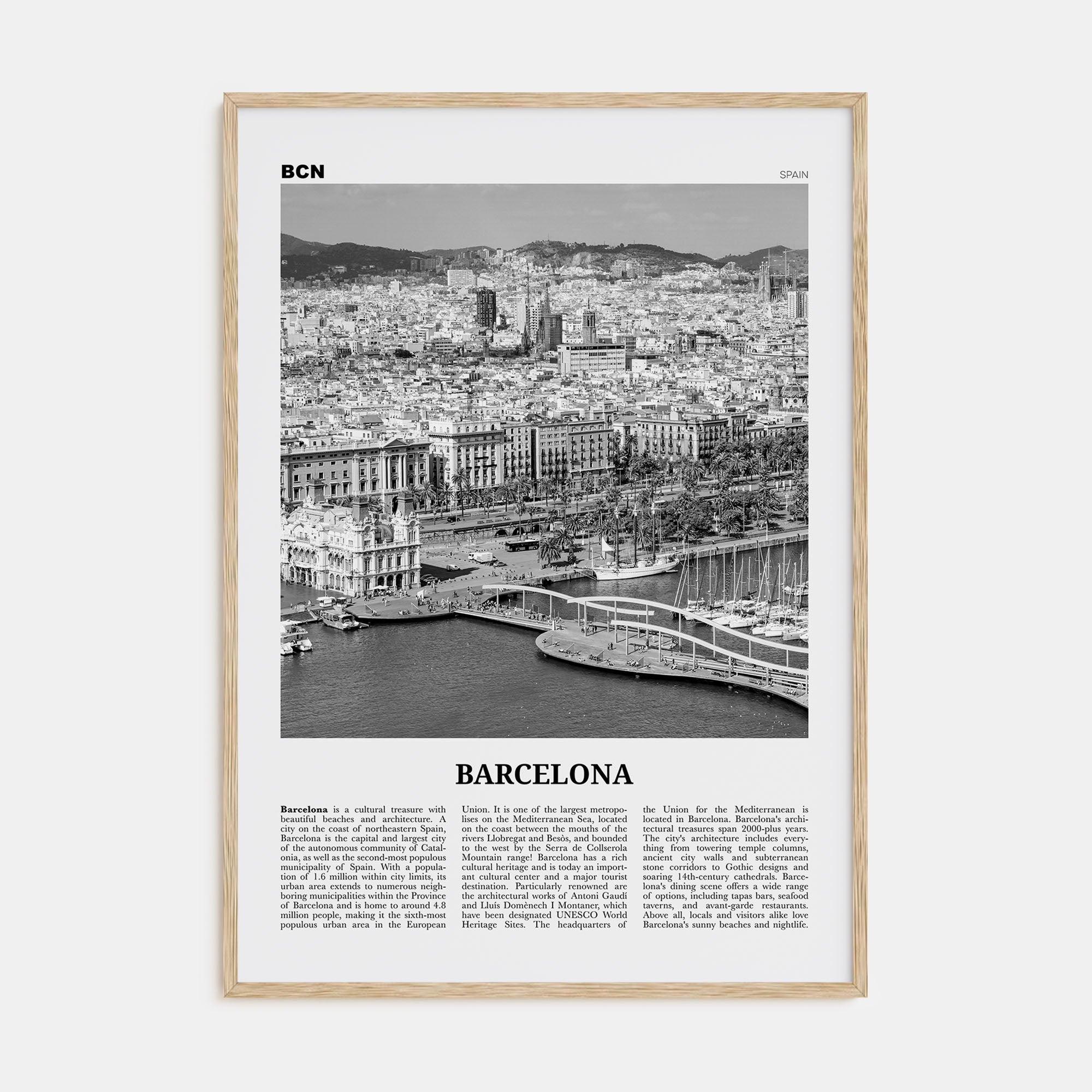 Barcelona Travel B&W No 3 Poster